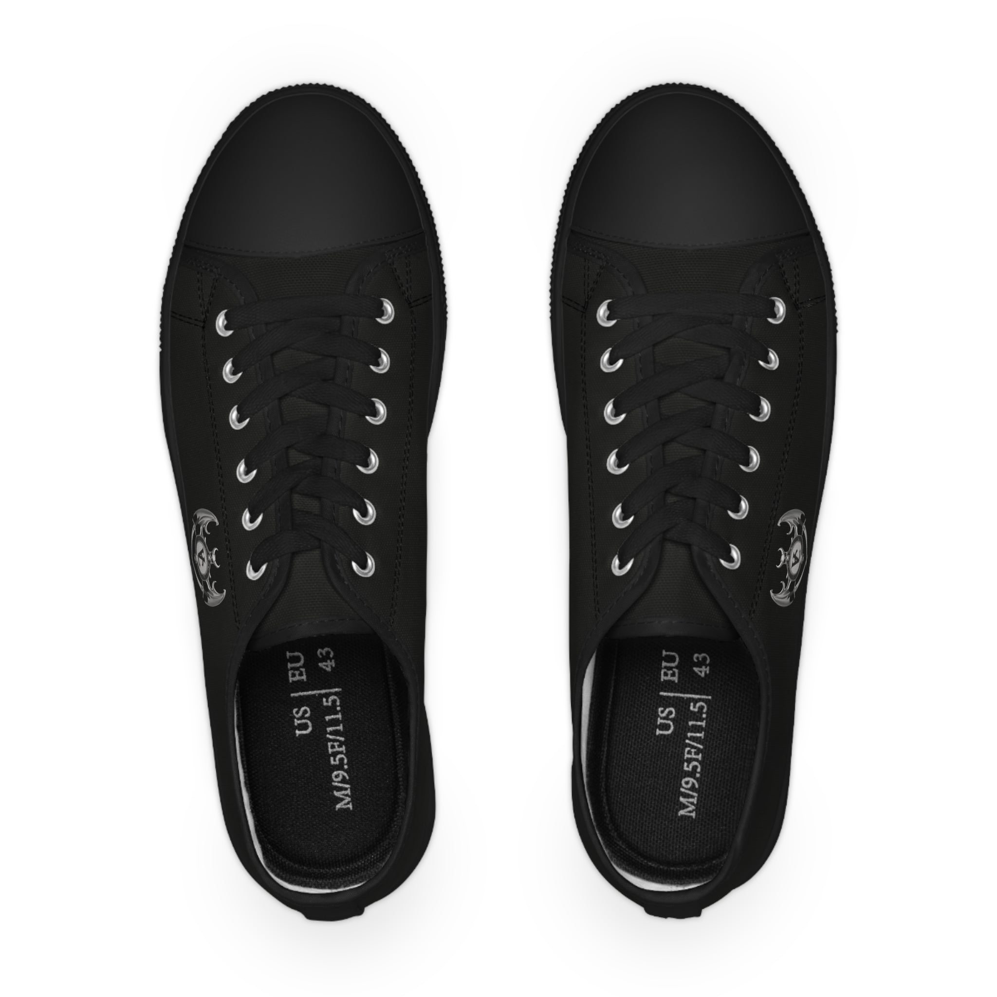 Men's Low Top Sneakers - Casual Black Sneakers with Unique Design