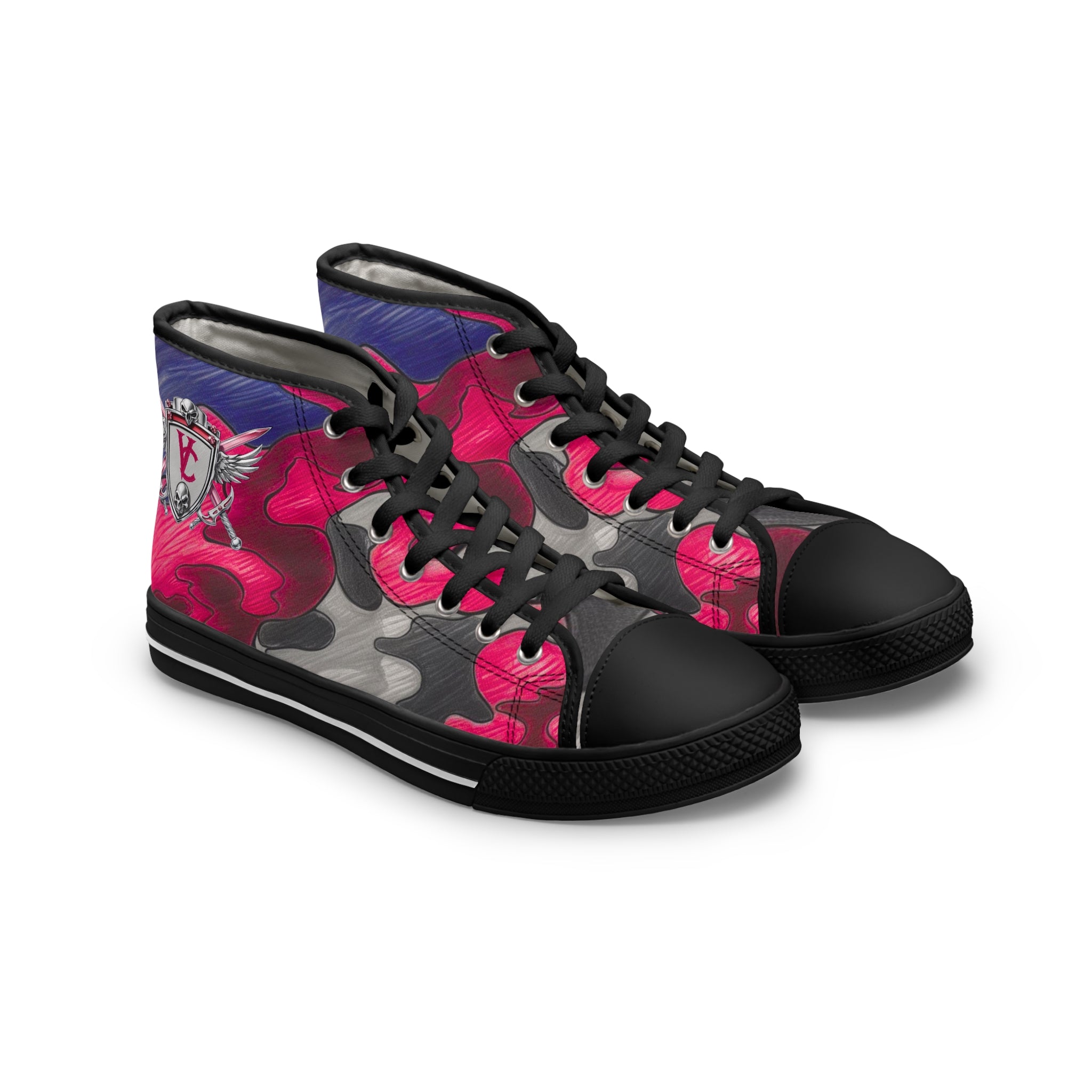 Trendy Women's High Top Sneakers - Colorful Camo Design