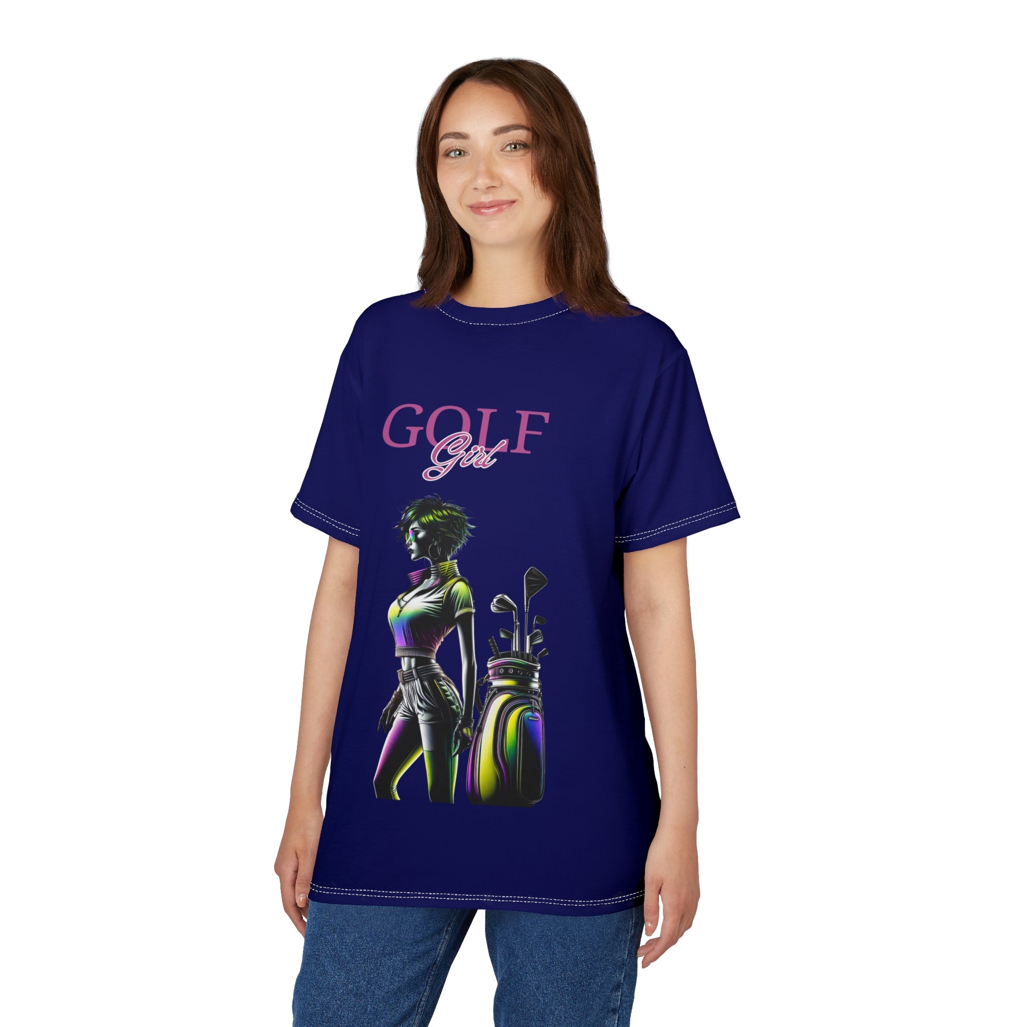 Golf Girl Unisex Cut & Sew Tee - Vibrant Graphic Design for Golf Enthusiasts
