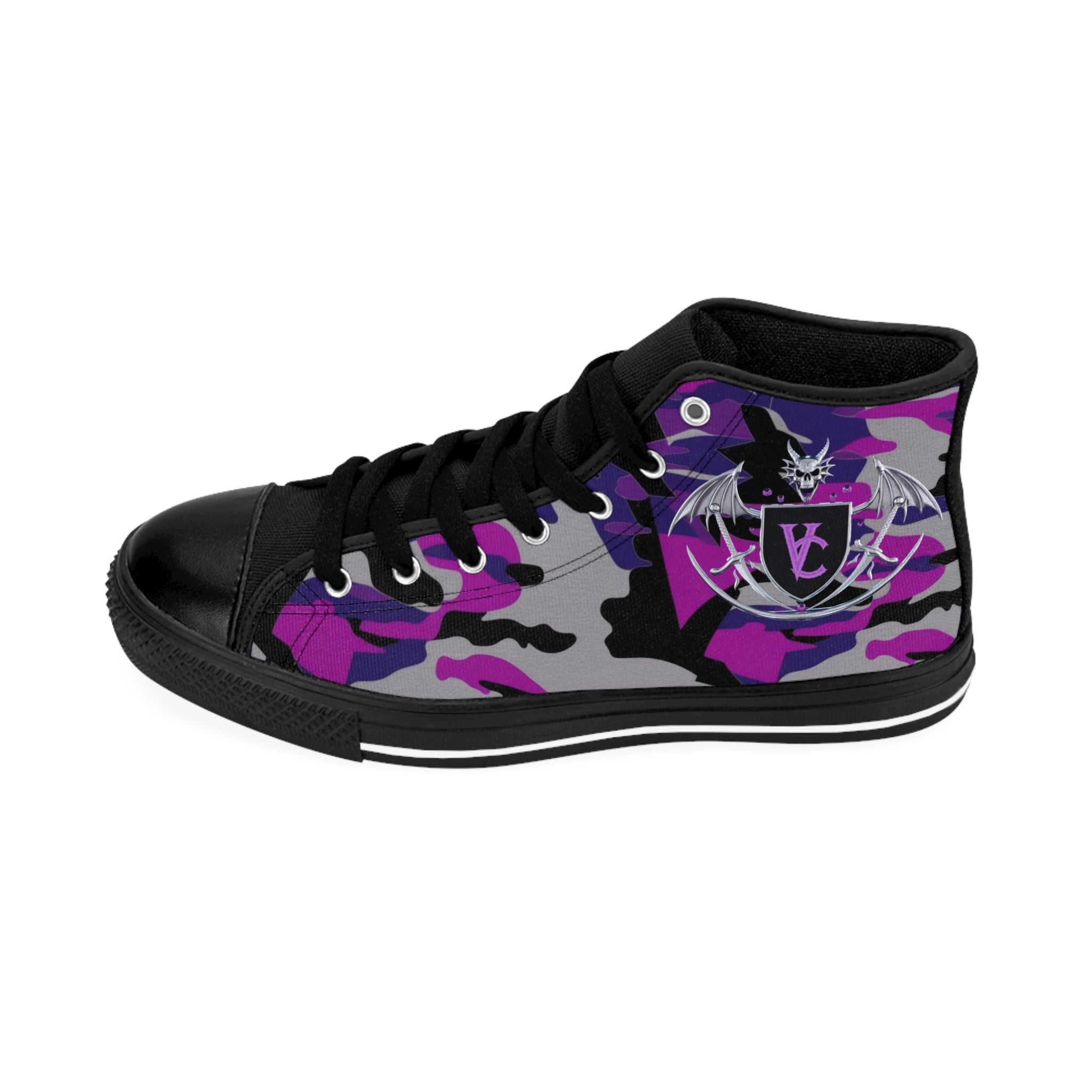 Stylish Women's Classic Camo Sneakers with Purple Accents