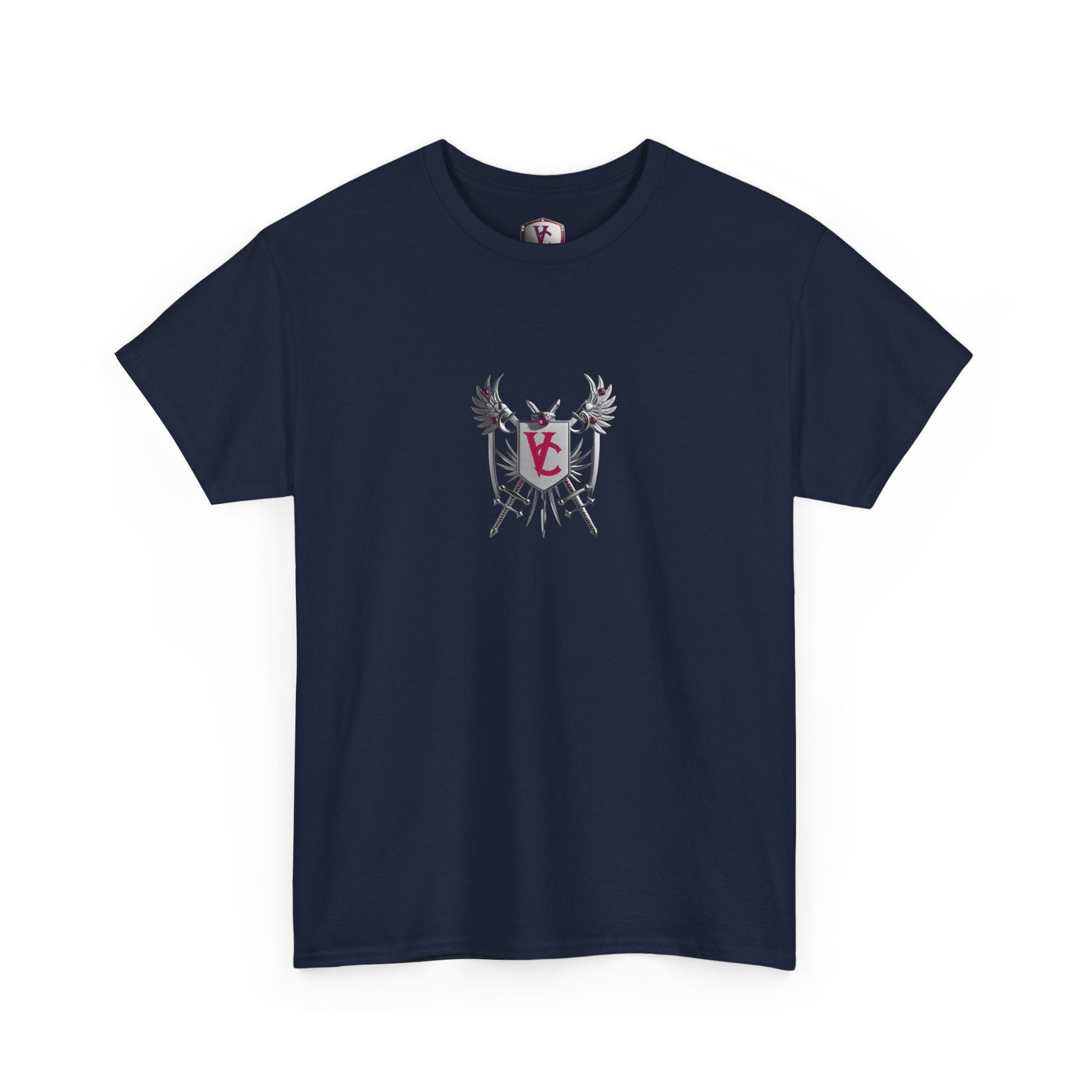 Unisex Heavy Cotton Tee with Shield Design - Bold Streetwear Style