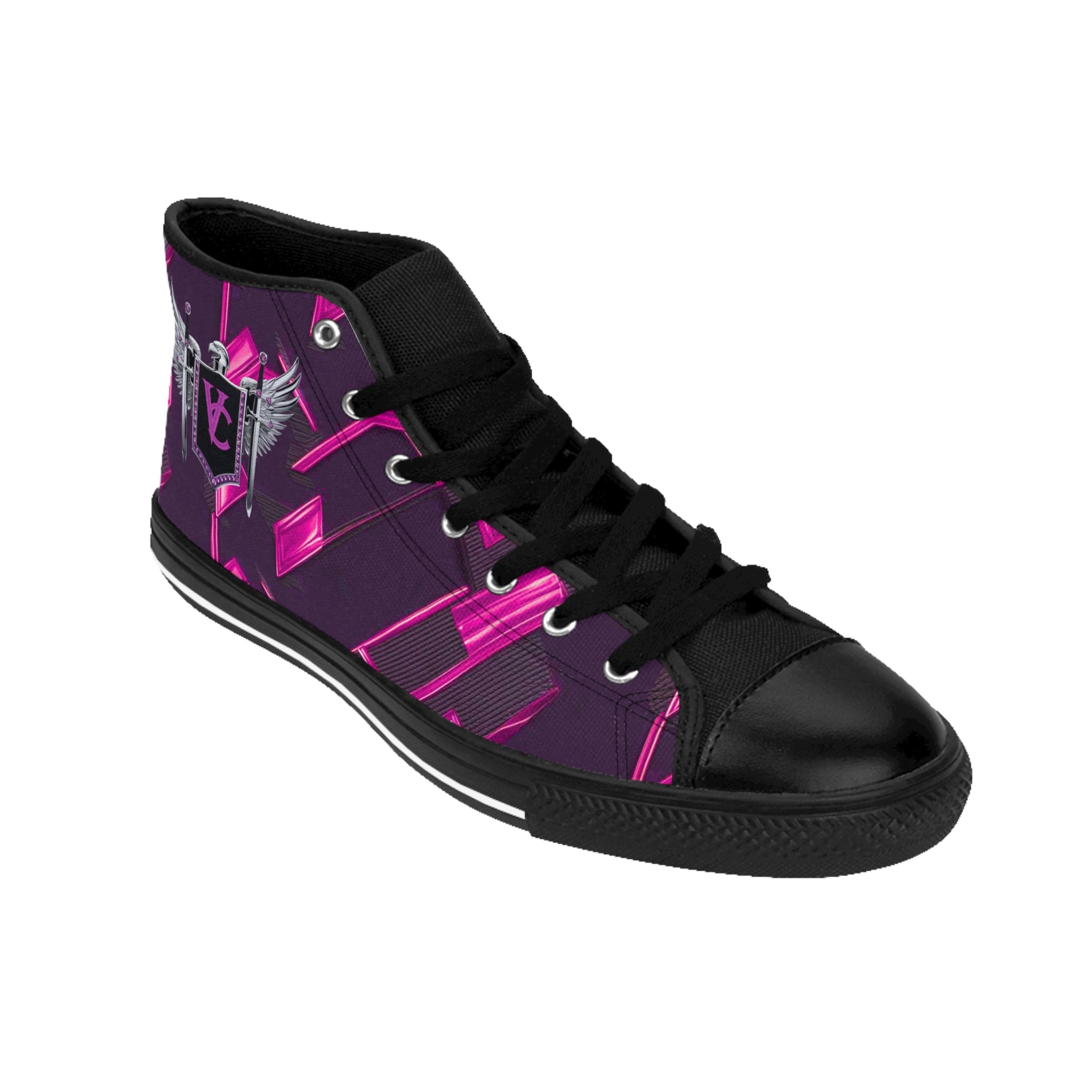 Stylish Women's High-Top Sneakers with Vibrant Pink Design