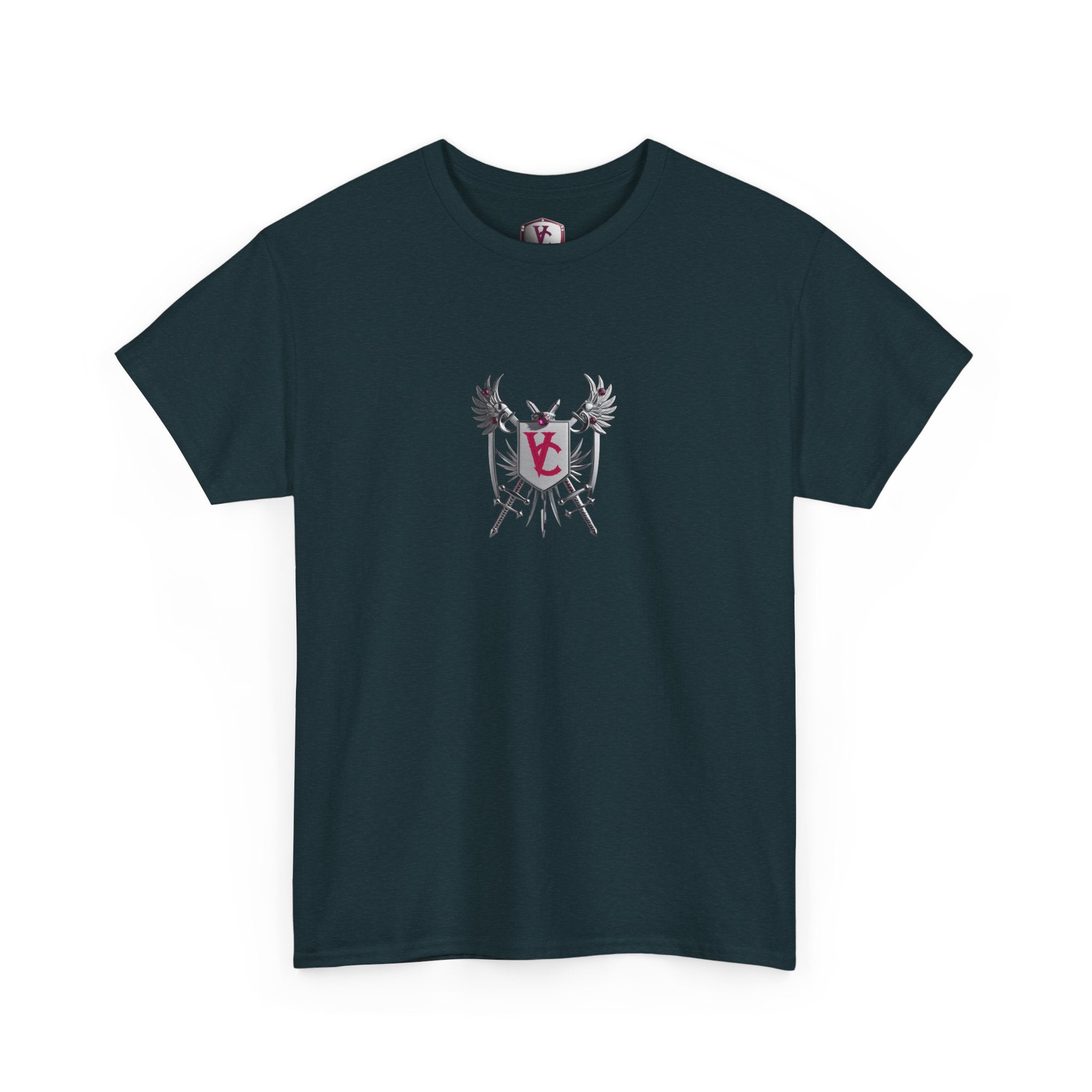 Unisex Heavy Cotton Tee with Shield Design - Bold Streetwear Style