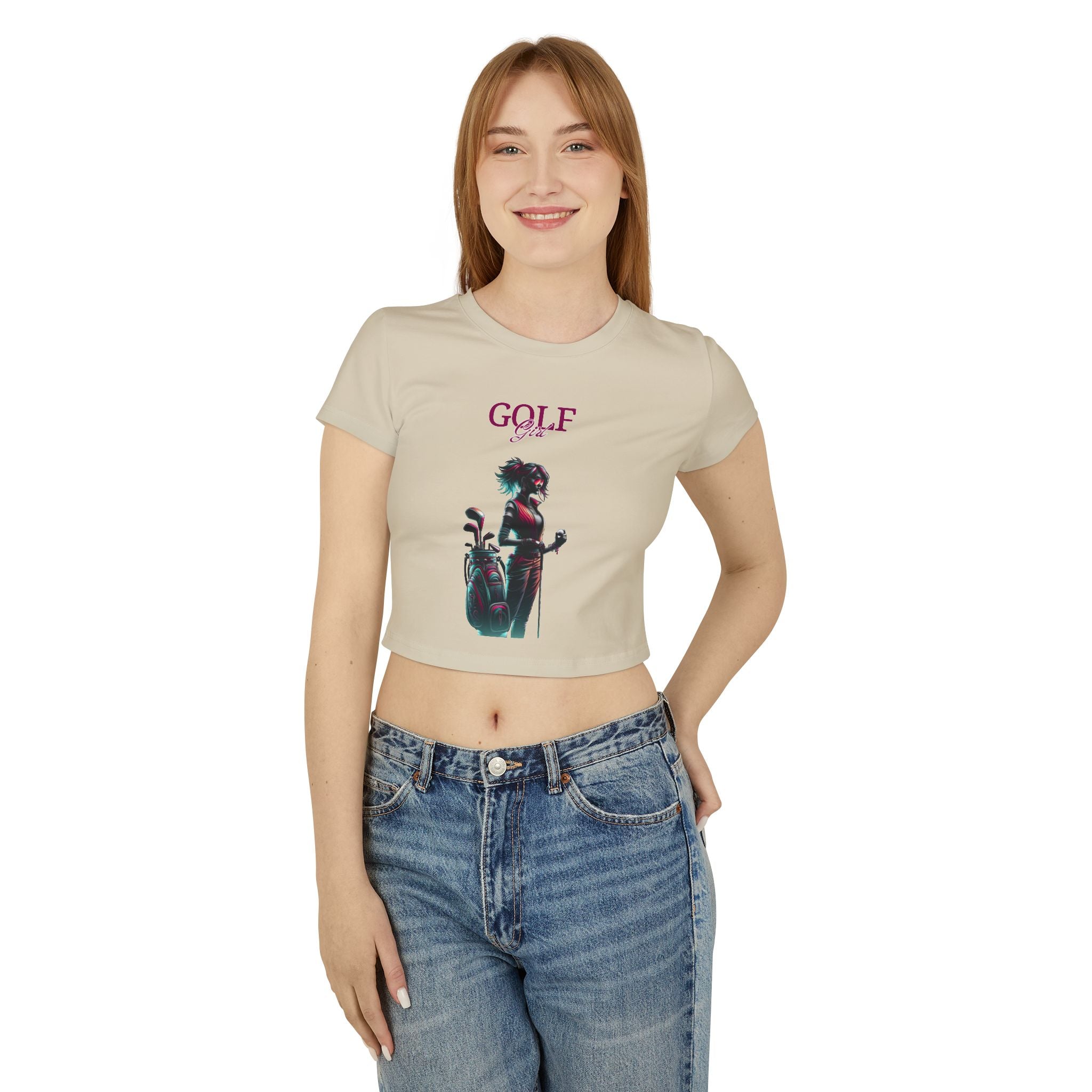 Golf Girl Women's Baby Tee - Stylish Golf-Themed Graphic T-Shirt