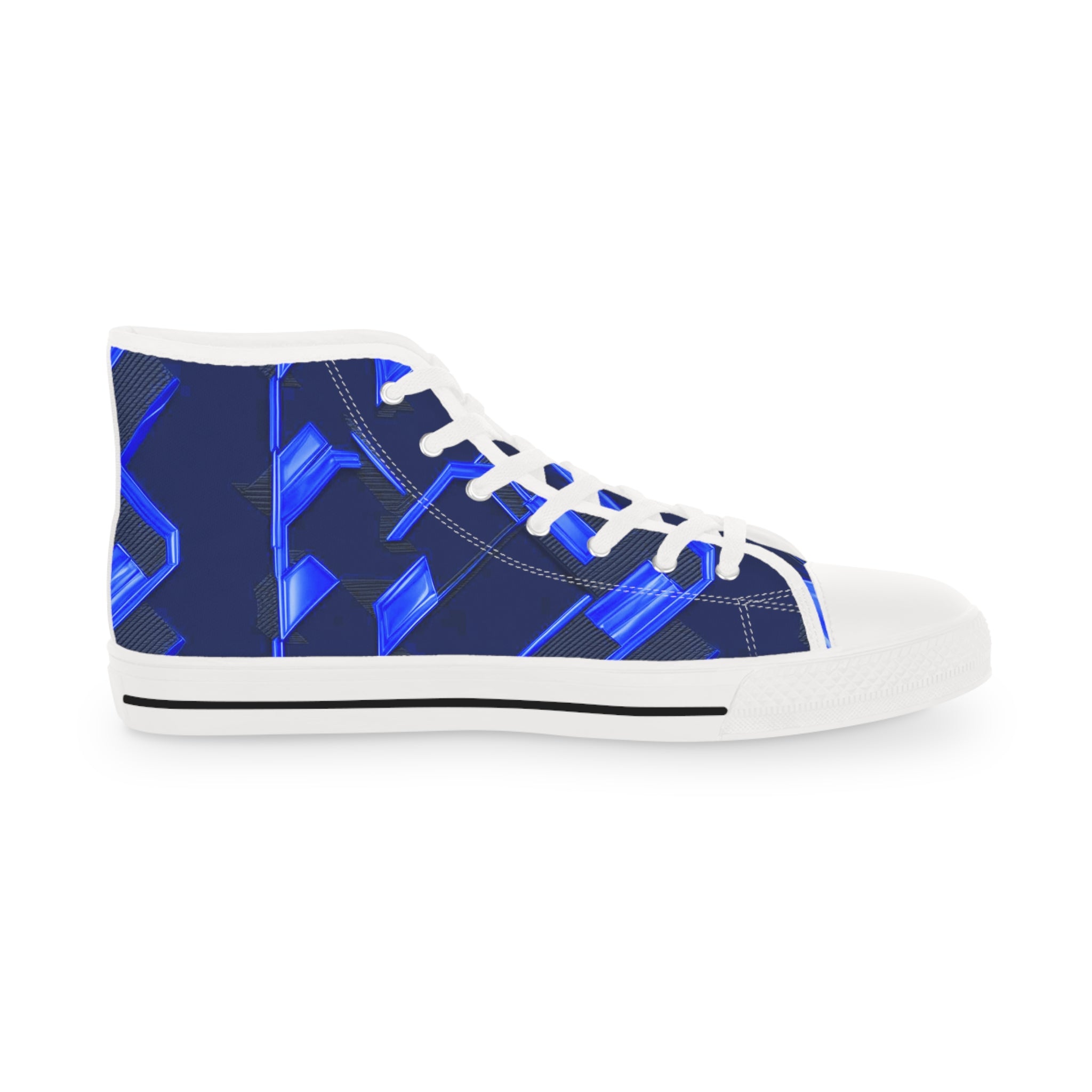 Stylish Men's High Top Sneakers with Blue Geometric Design