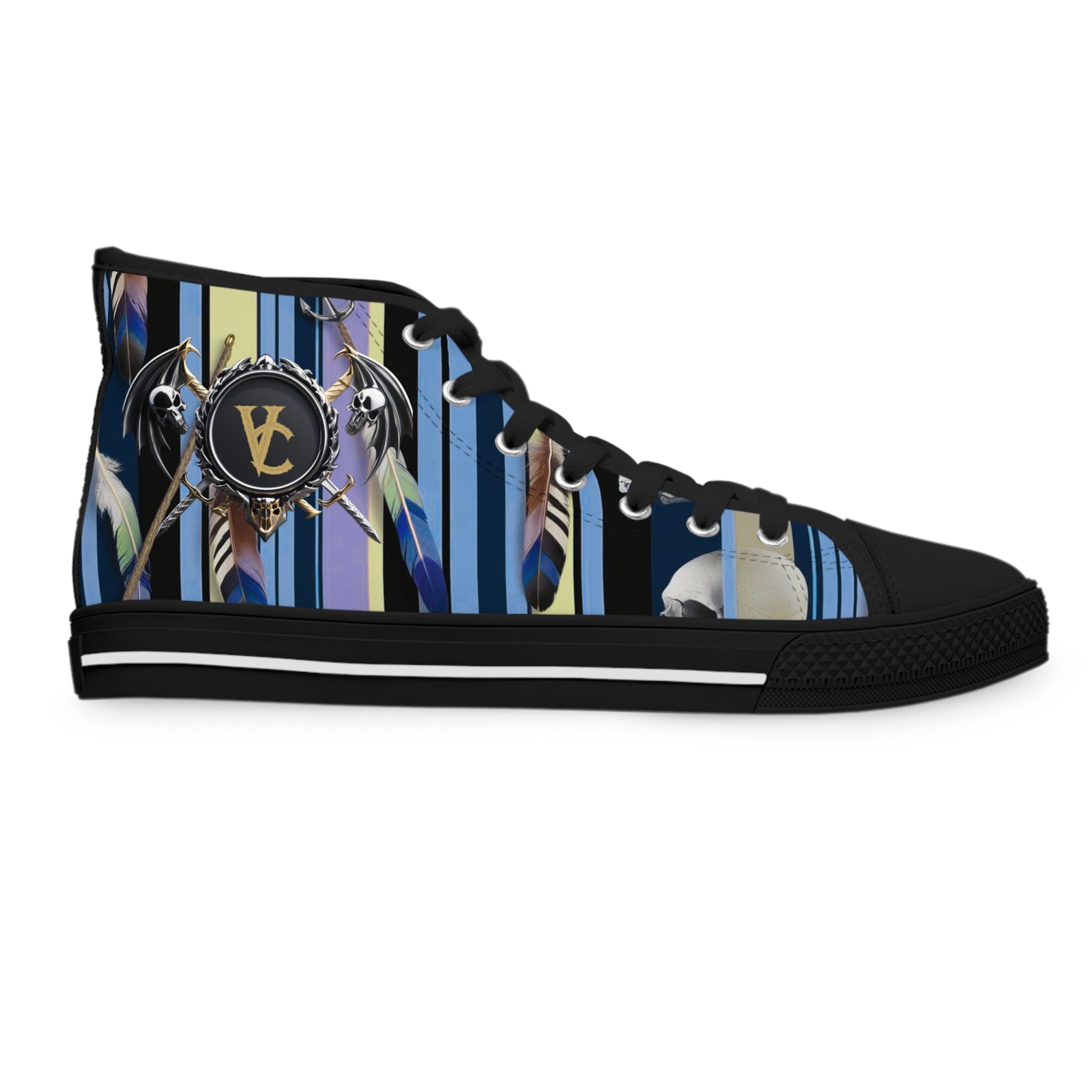Stylish Women's High Top Sneakers with Artistic Stripes - Trendy Footwear for Fashion Lovers