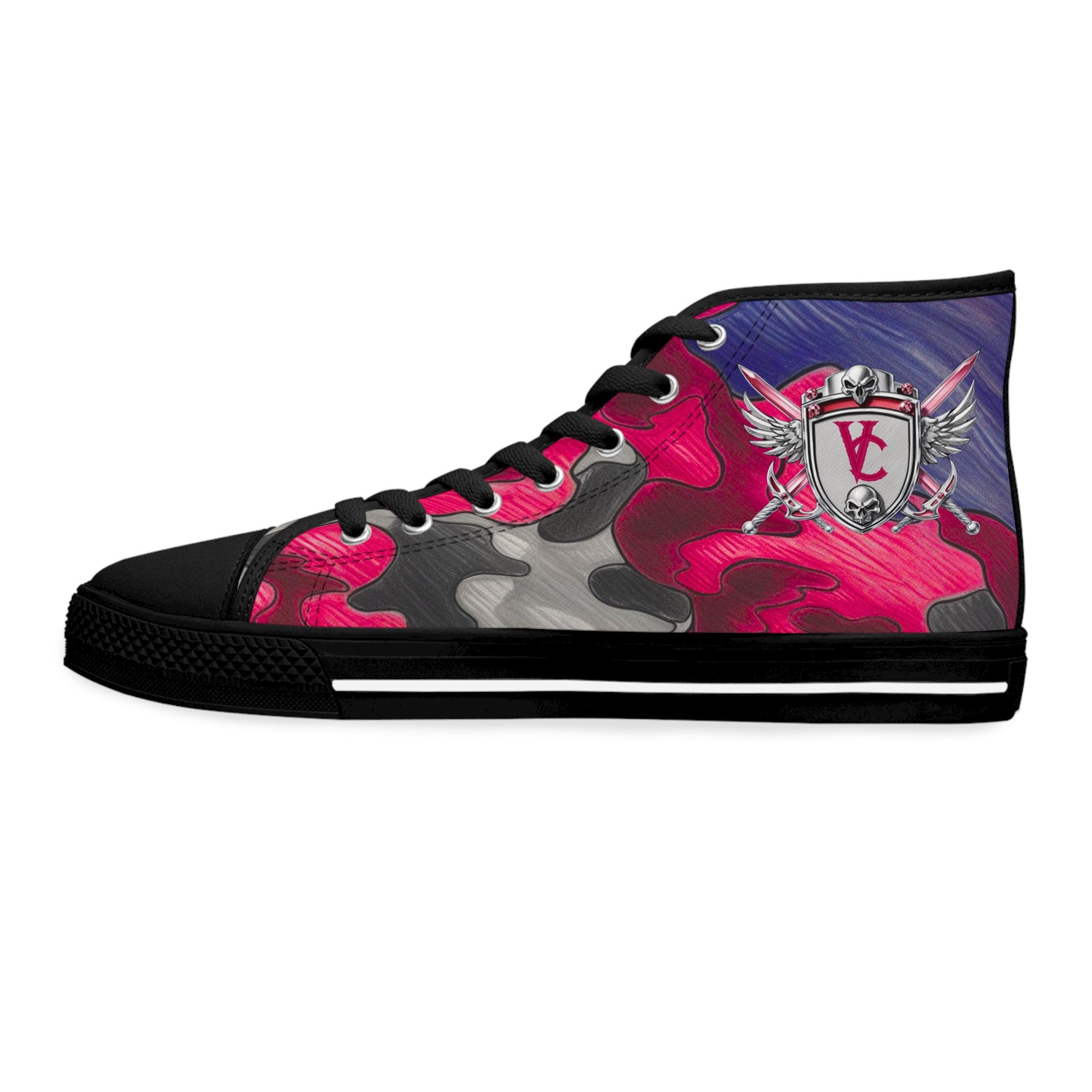 Trendy Women's High Top Sneakers - Colorful Camo Design