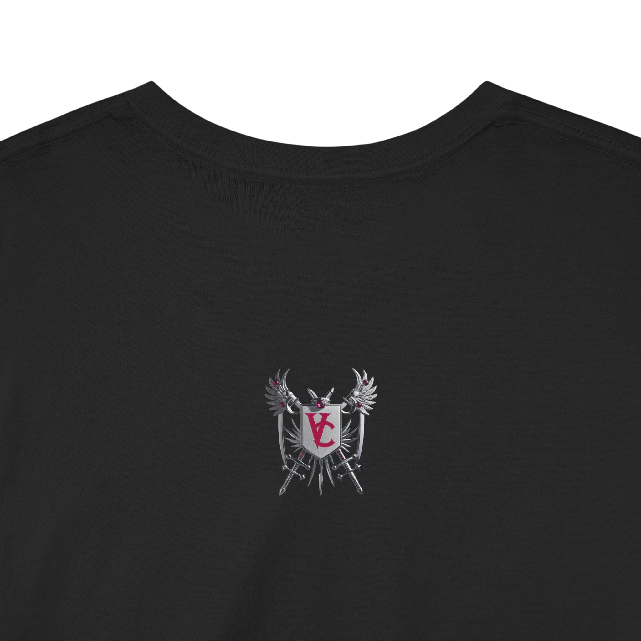 Unisex Heavy Cotton Tee with Shield Design - Bold Streetwear Style