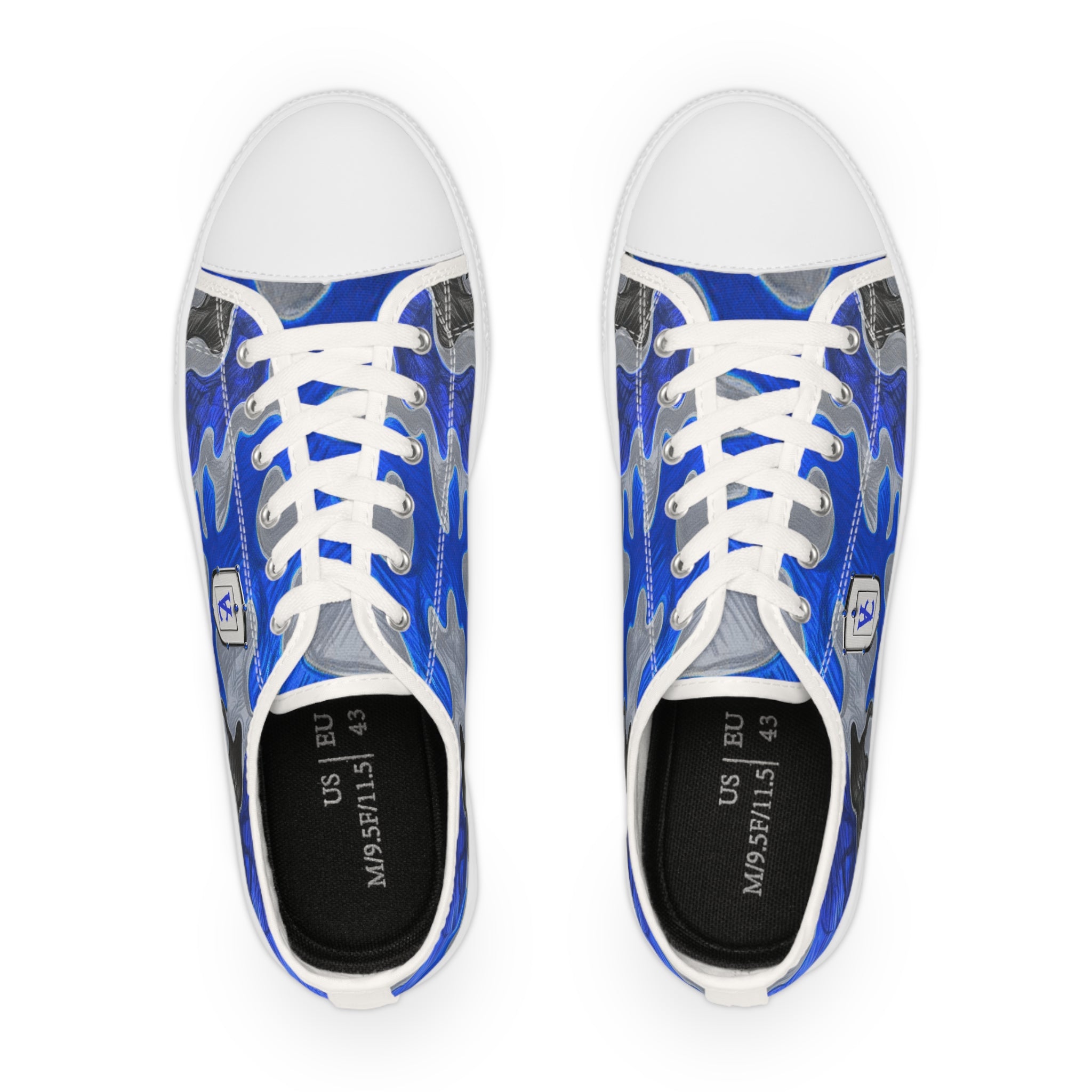 Stylish Men's Low Top Sneakers - Blue Camouflage Design