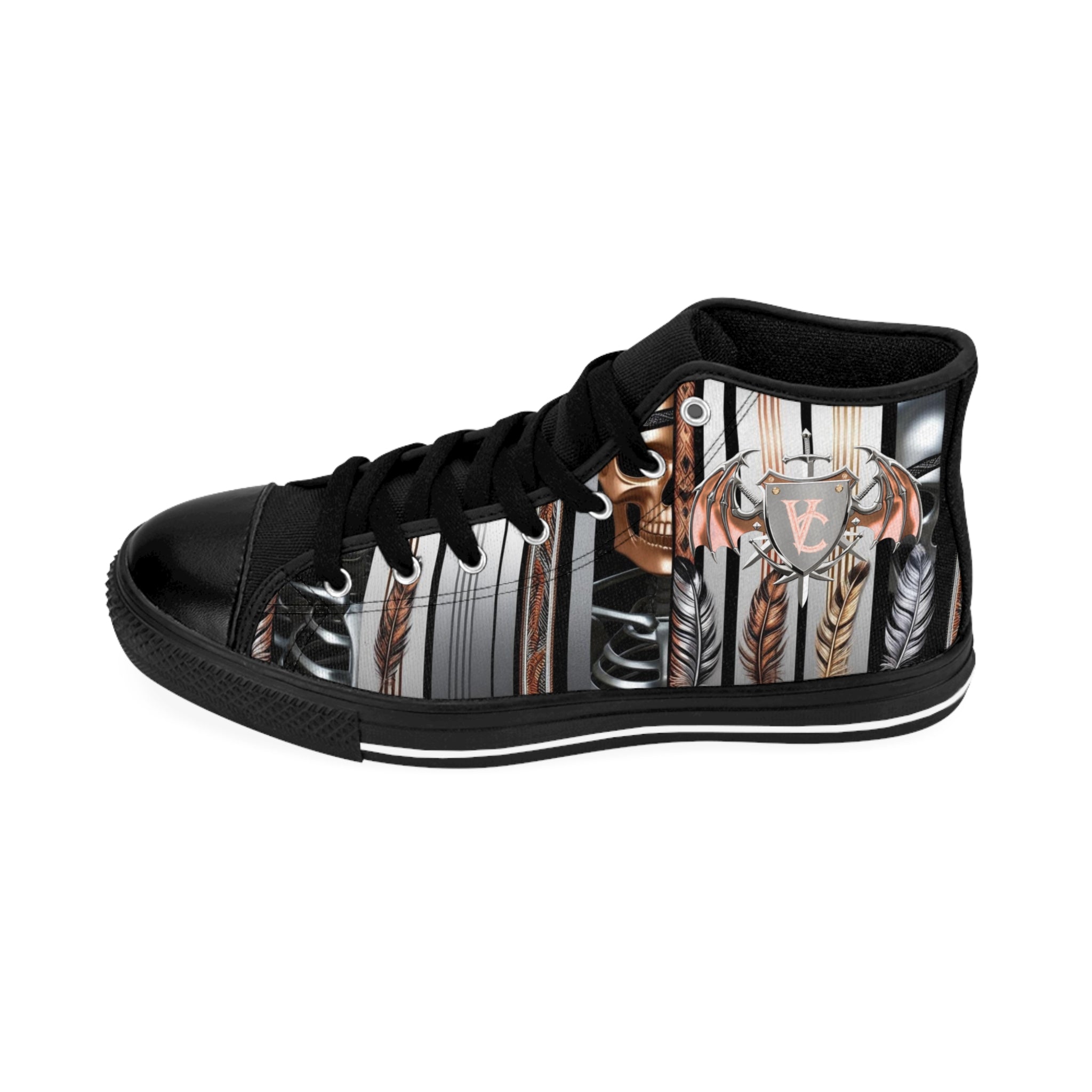 Men's Classic Sneakers with Tribal Design - Stylish High-Top Footwear for Everyday Adventures