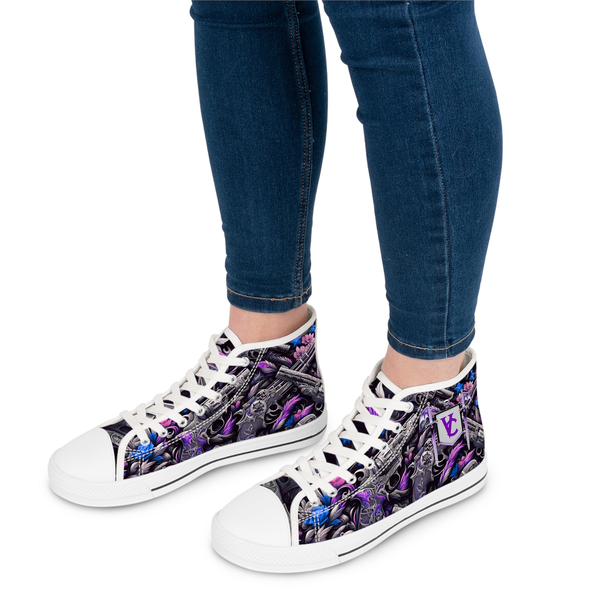 Stylish Women's High Top Sneakers - Vibrant Abstract Design