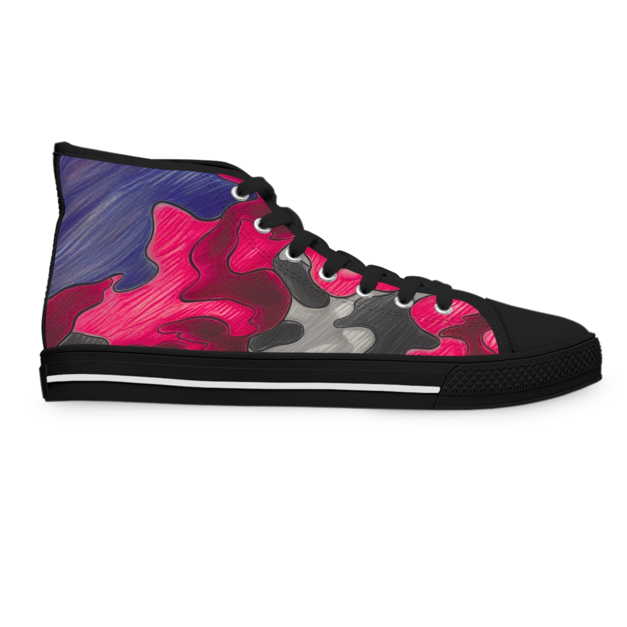 Trendy Women's High Top Sneakers - Colorful Camo Design