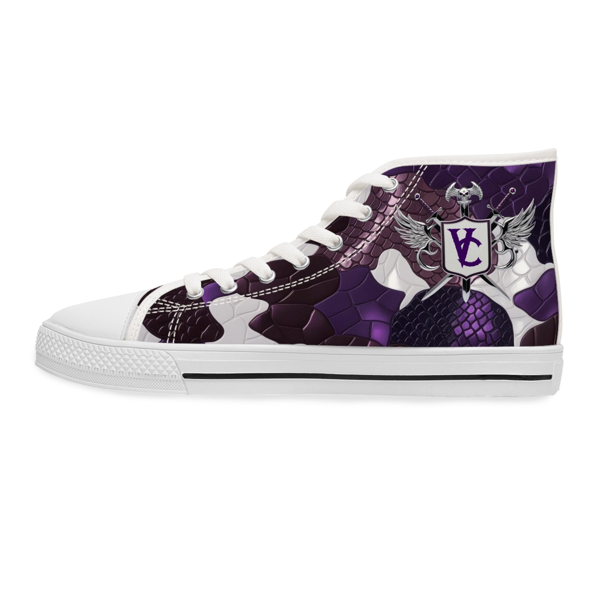 Women’s High Top Sneakers - Stylish Purple Dragon Design
