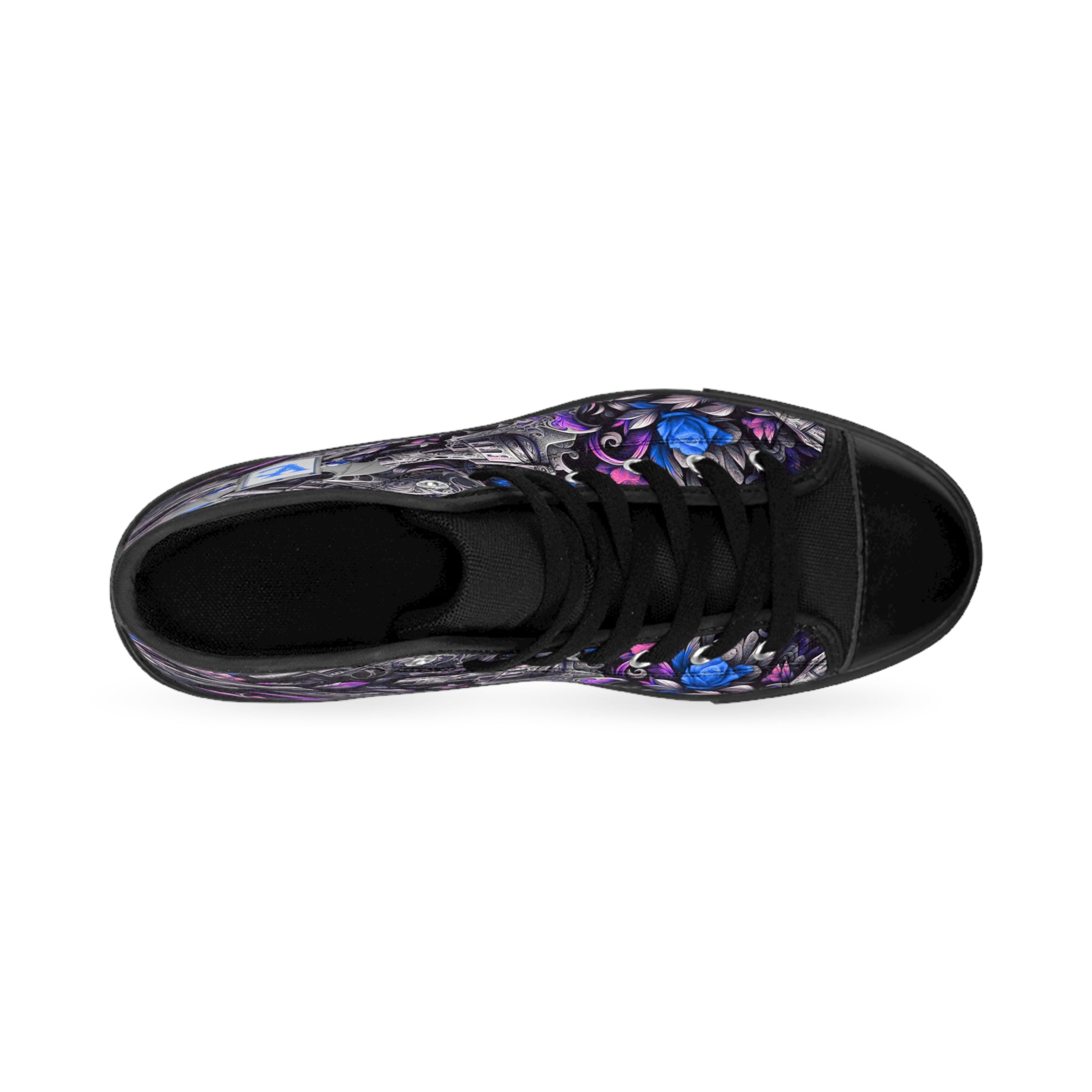 Women's Classic Sneakers - Floral Skull Design for Bold Style