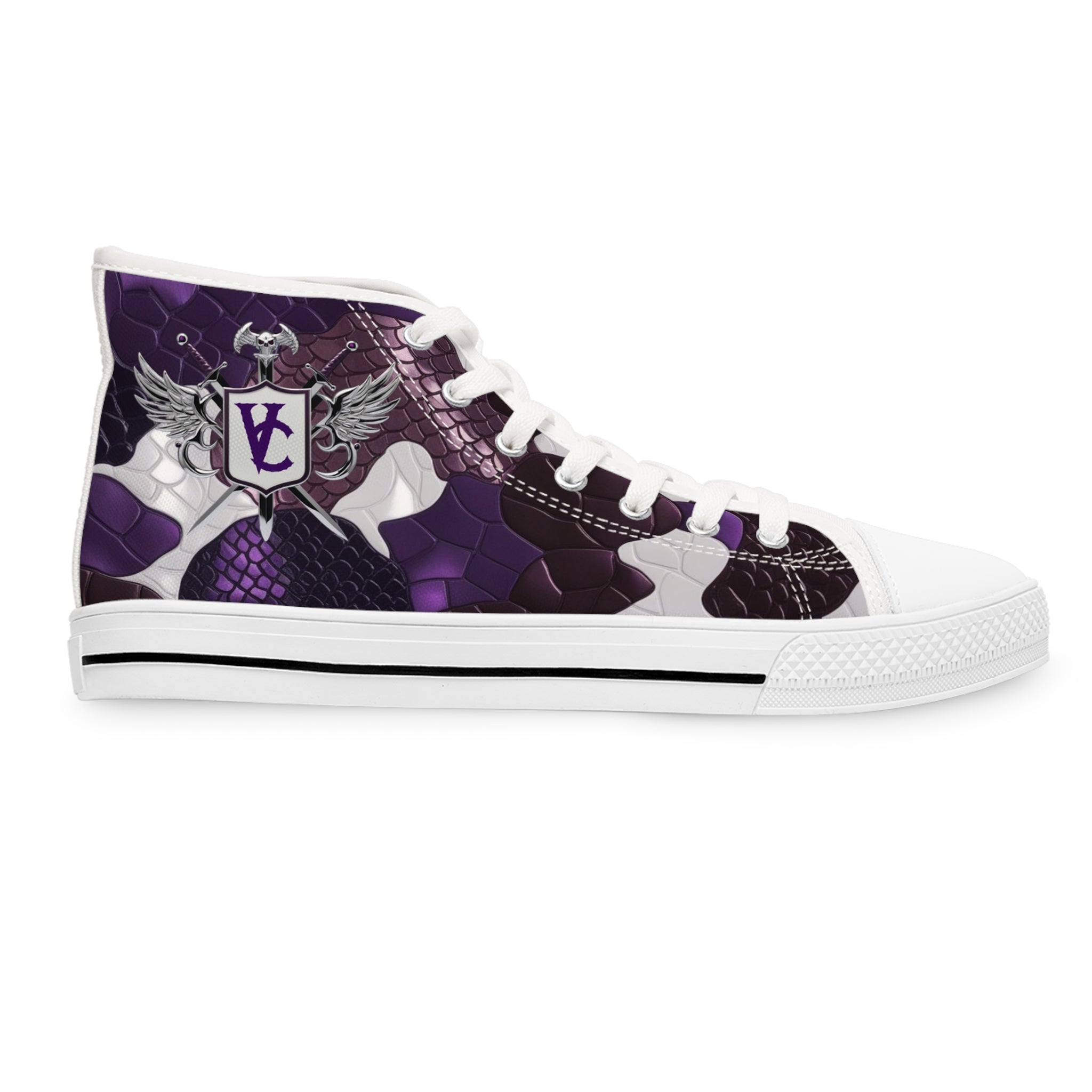 Women’s High Top Sneakers - Stylish Purple Dragon Design