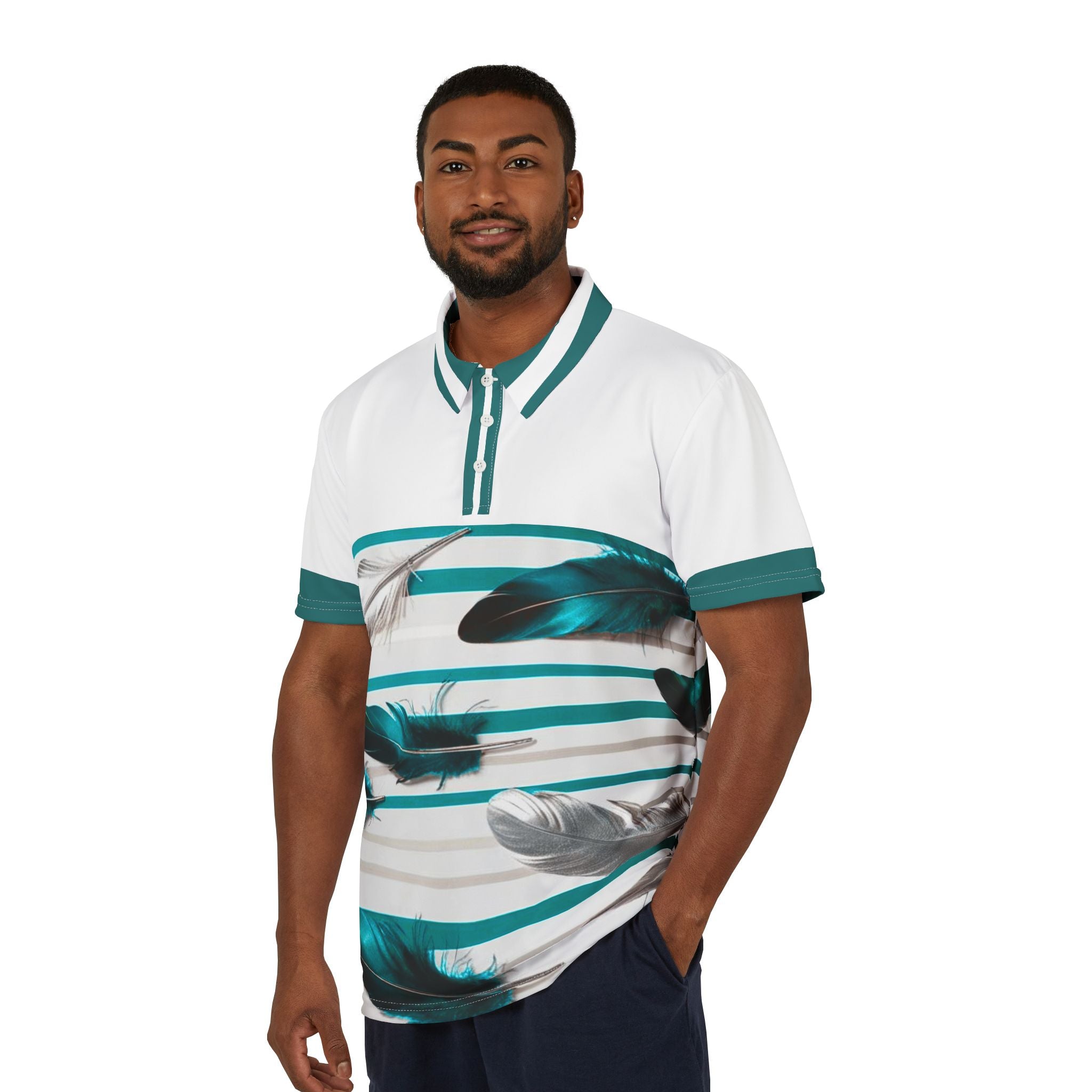 Tropical Feather Unisex Polo Shirt - Casual Summer Style