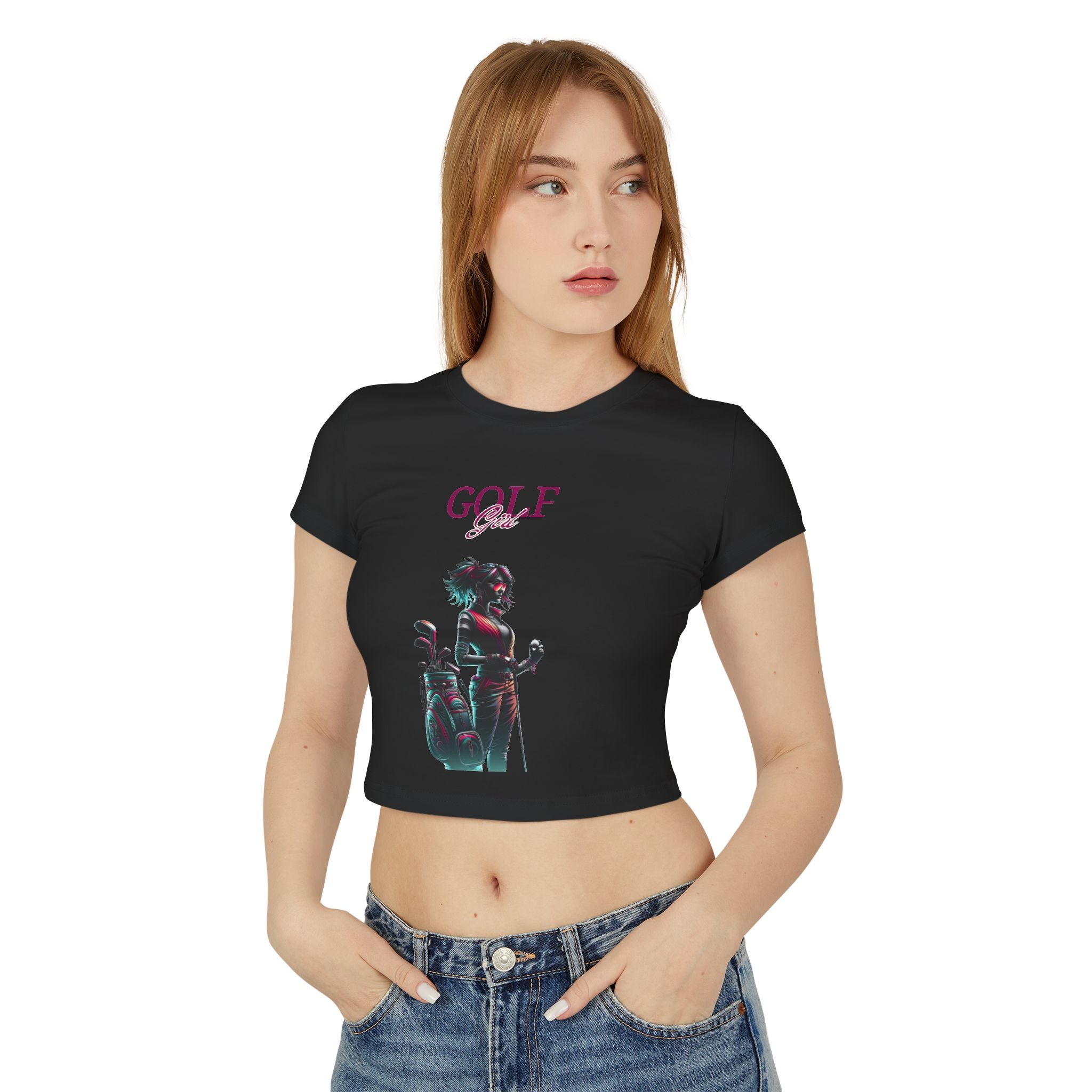 Golf Girl Women's Baby Tee - Stylish Golf-Themed Graphic T-Shirt
