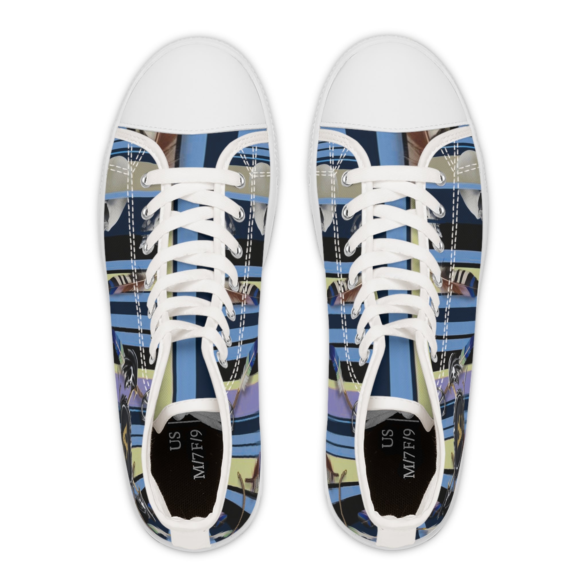 Stylish Women's High Top Sneakers with Artistic Stripes - Trendy Footwear for Fashion Lovers