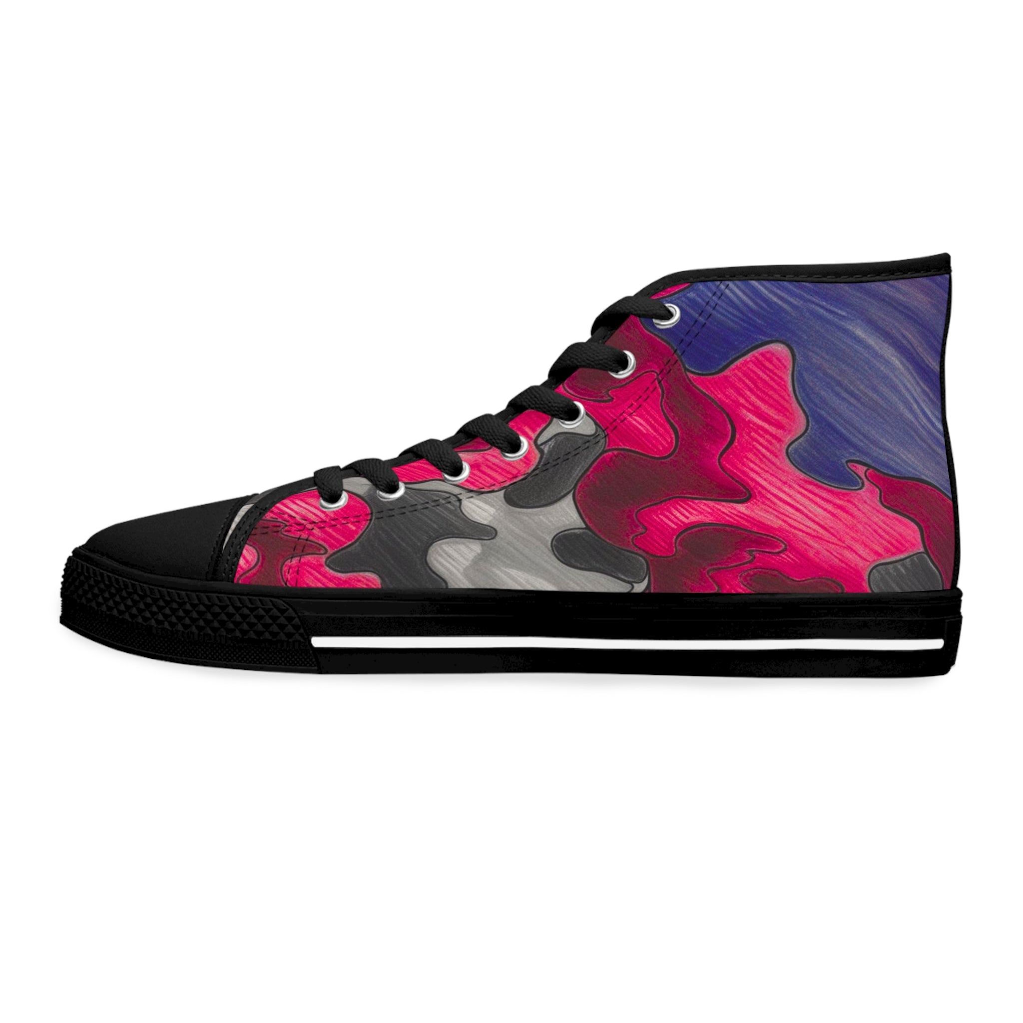 Trendy Women's High Top Sneakers - Colorful Camo Design