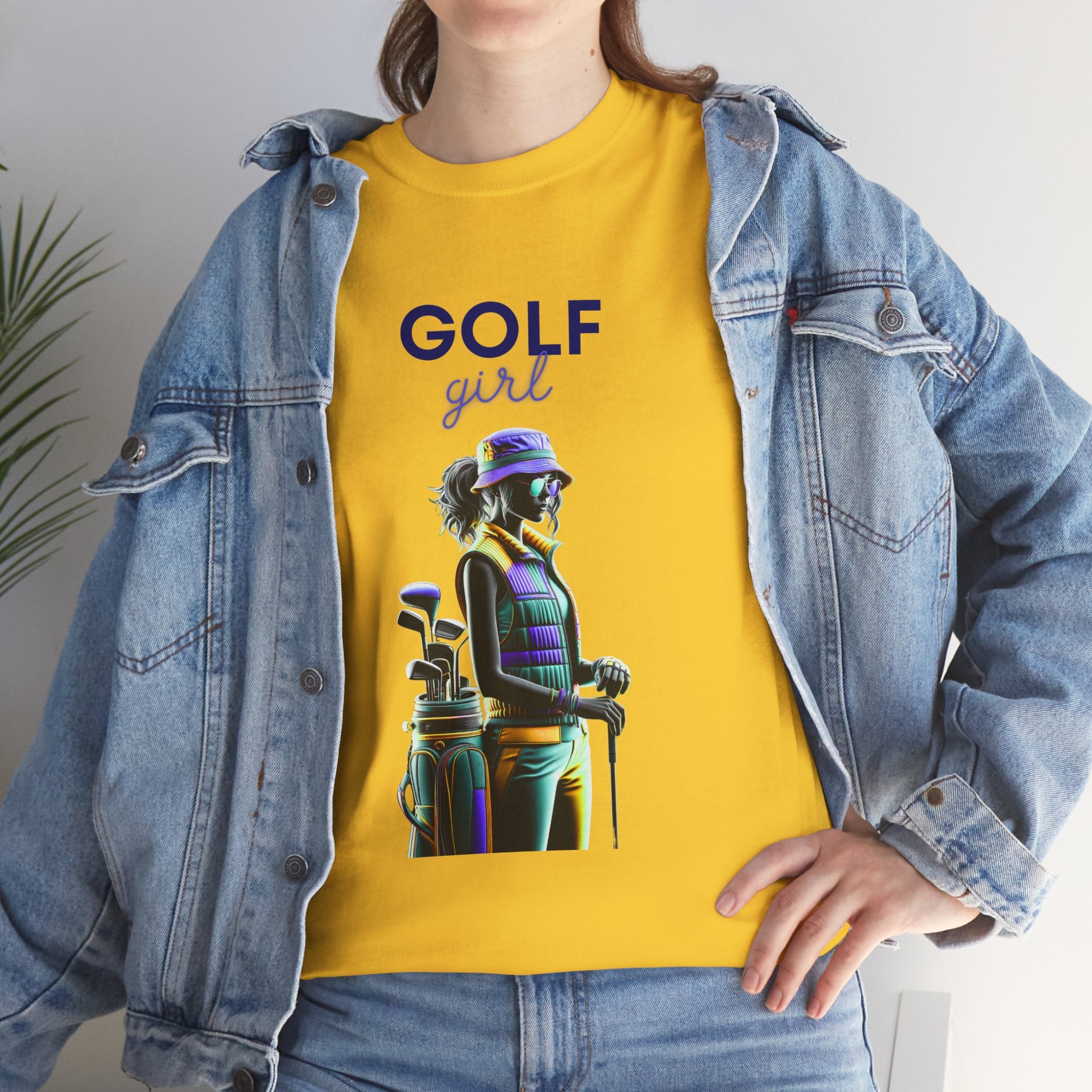 Golf Enthusiast Unisex Heavy Cotton Tee - Vibrant Golfer Design