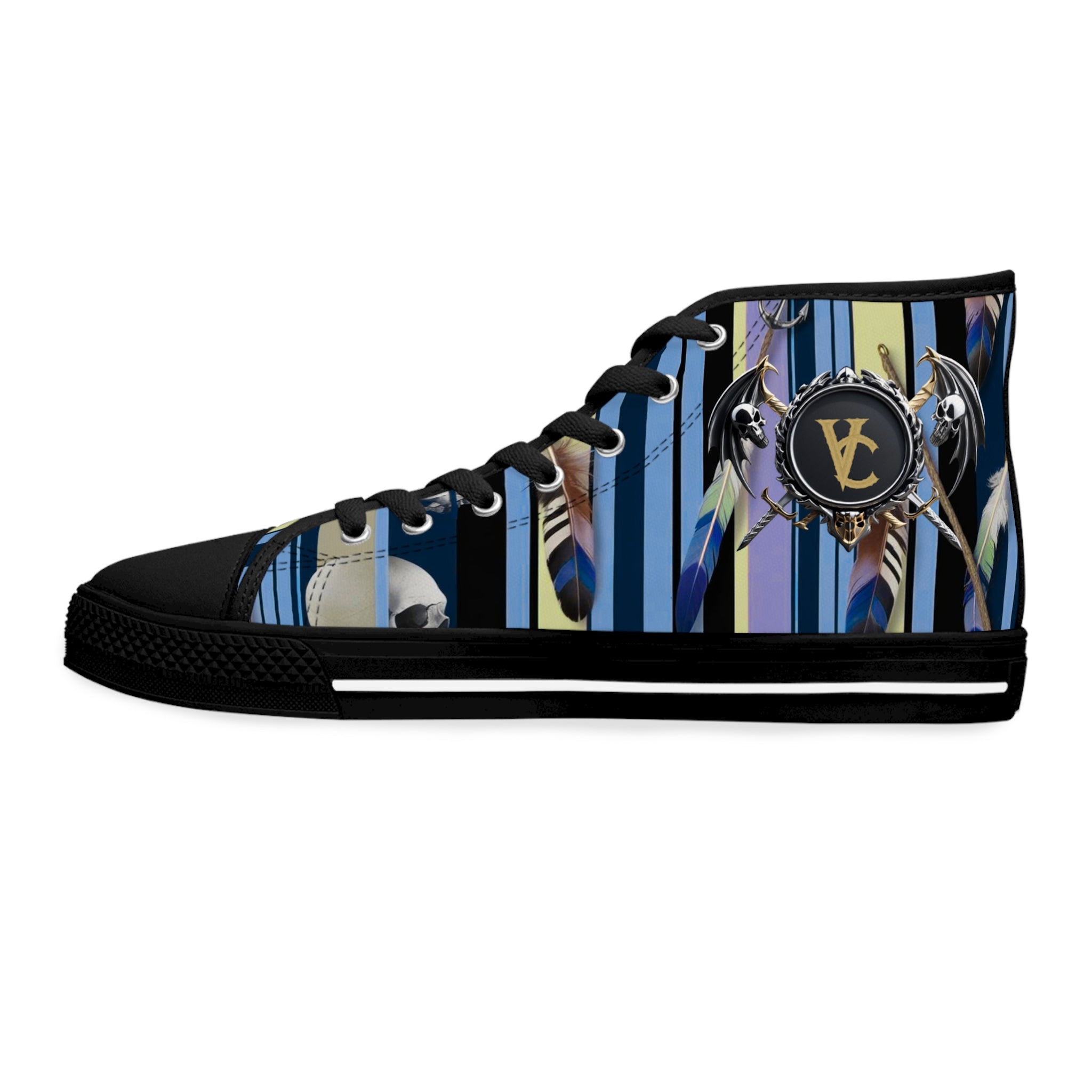 Stylish Women's High Top Sneakers with Artistic Stripes - Trendy Footwear for Fashion Lovers
