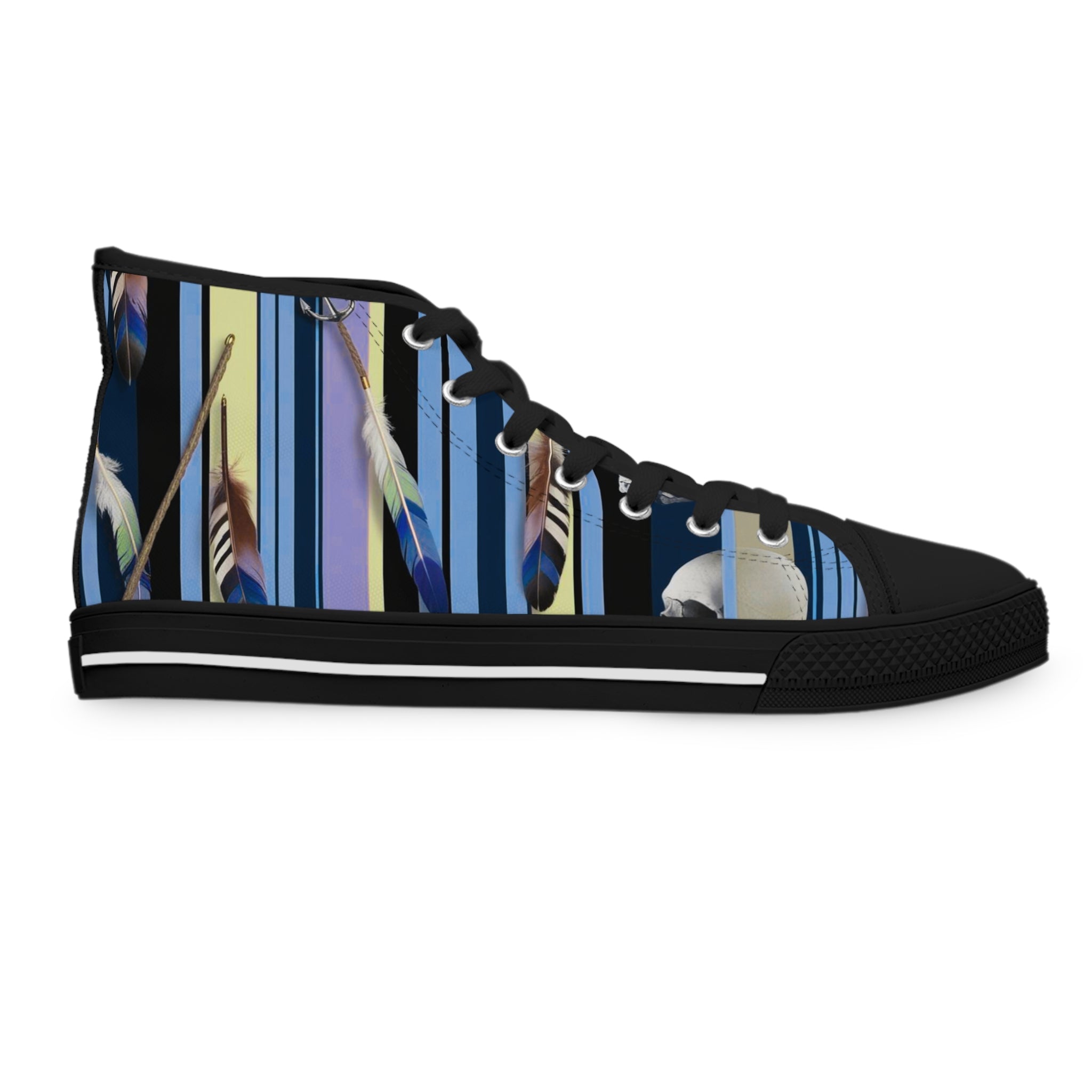 Stylish Women's High Top Sneakers with Artistic Stripes - Trendy Footwear for Fashion Lovers