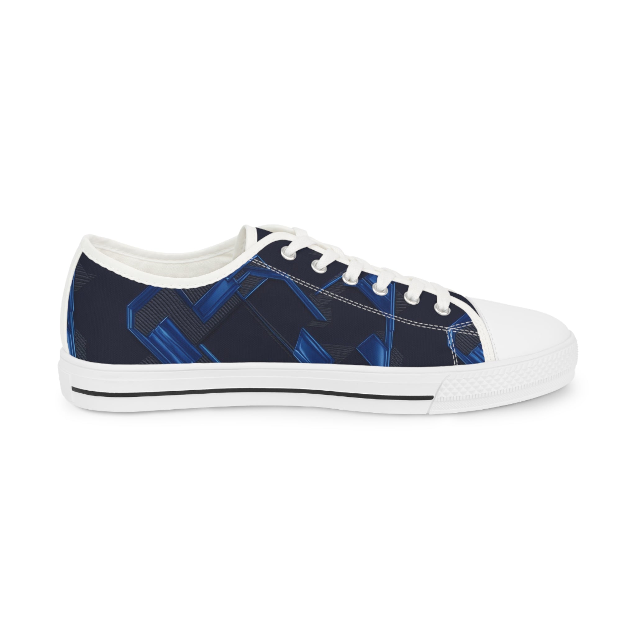 Stylish Men's Low Top Sneakers - Navy Blue with Skull Design