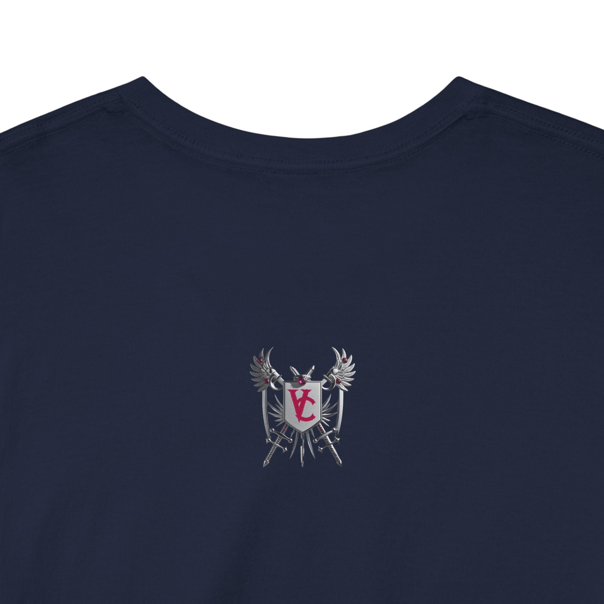 Unisex Heavy Cotton Tee with Shield Design - Bold Streetwear Style