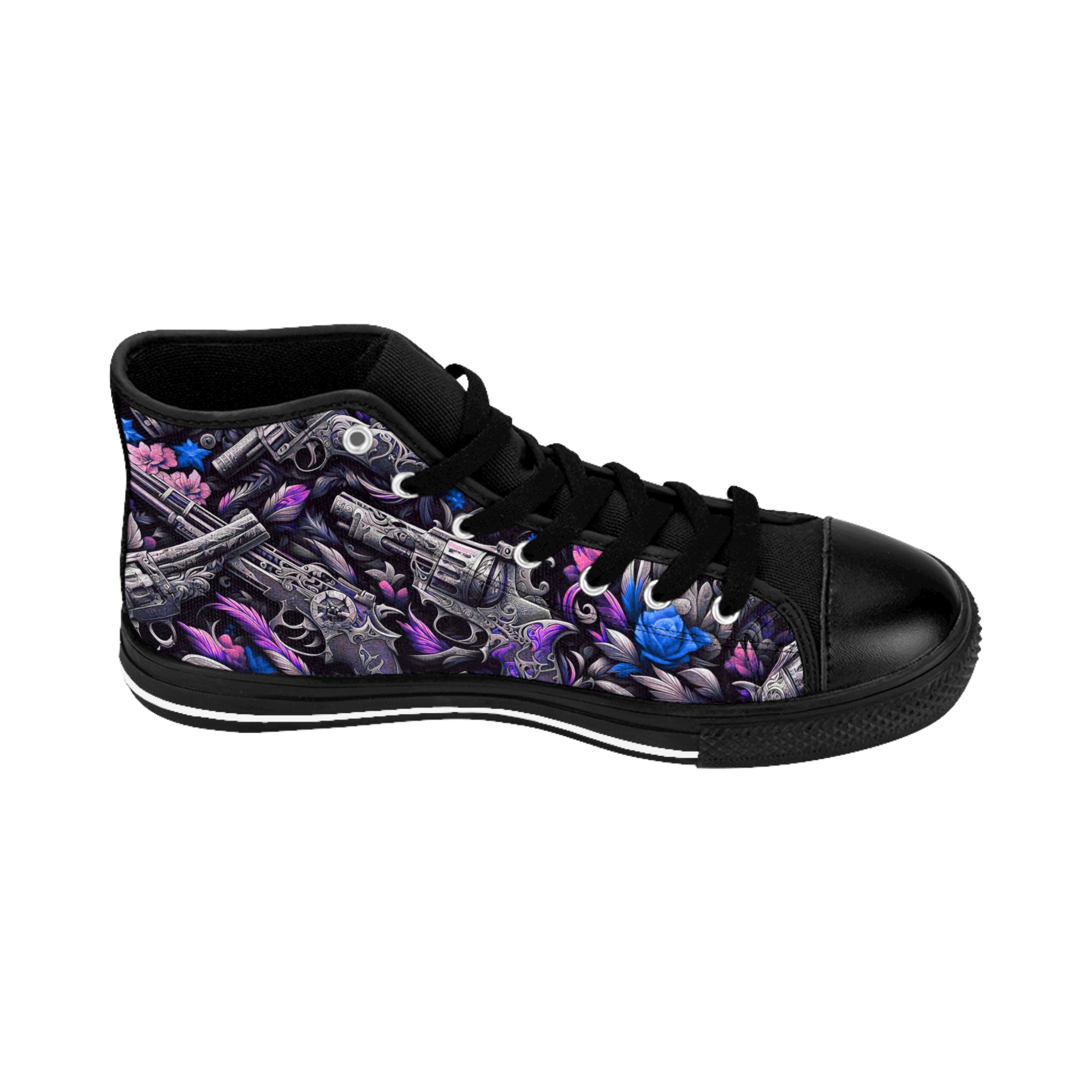 Women's Classic Sneakers - Floral Skull Design for Bold Style