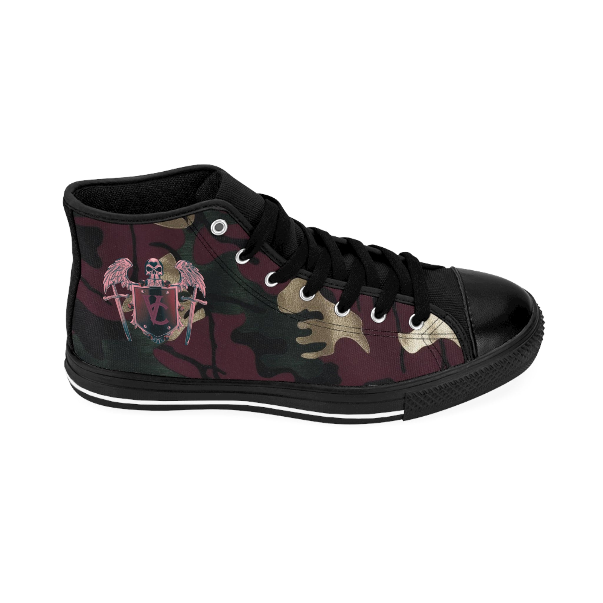 Camo High-Top Sneakers with Stylish Wings Design