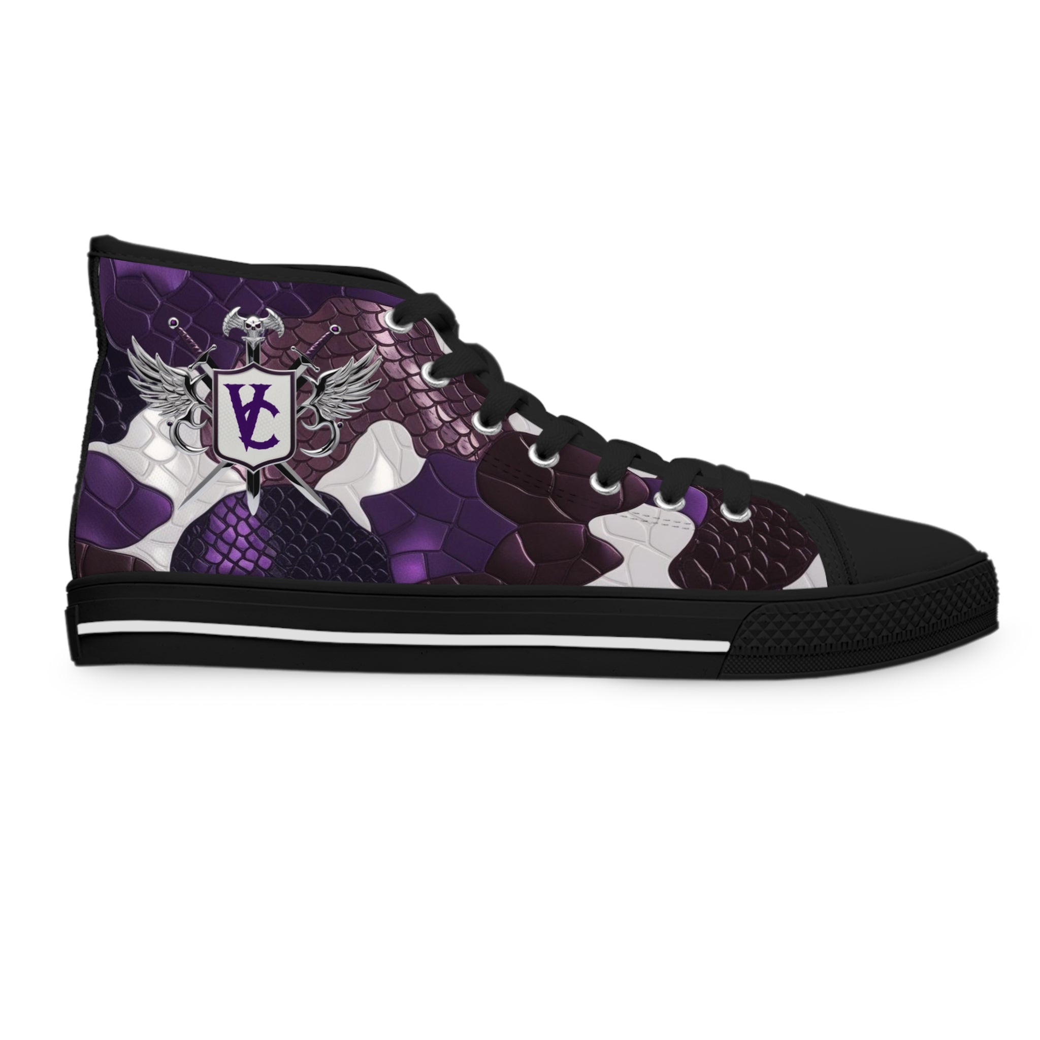 Women’s High Top Sneakers - Stylish Purple Dragon Design