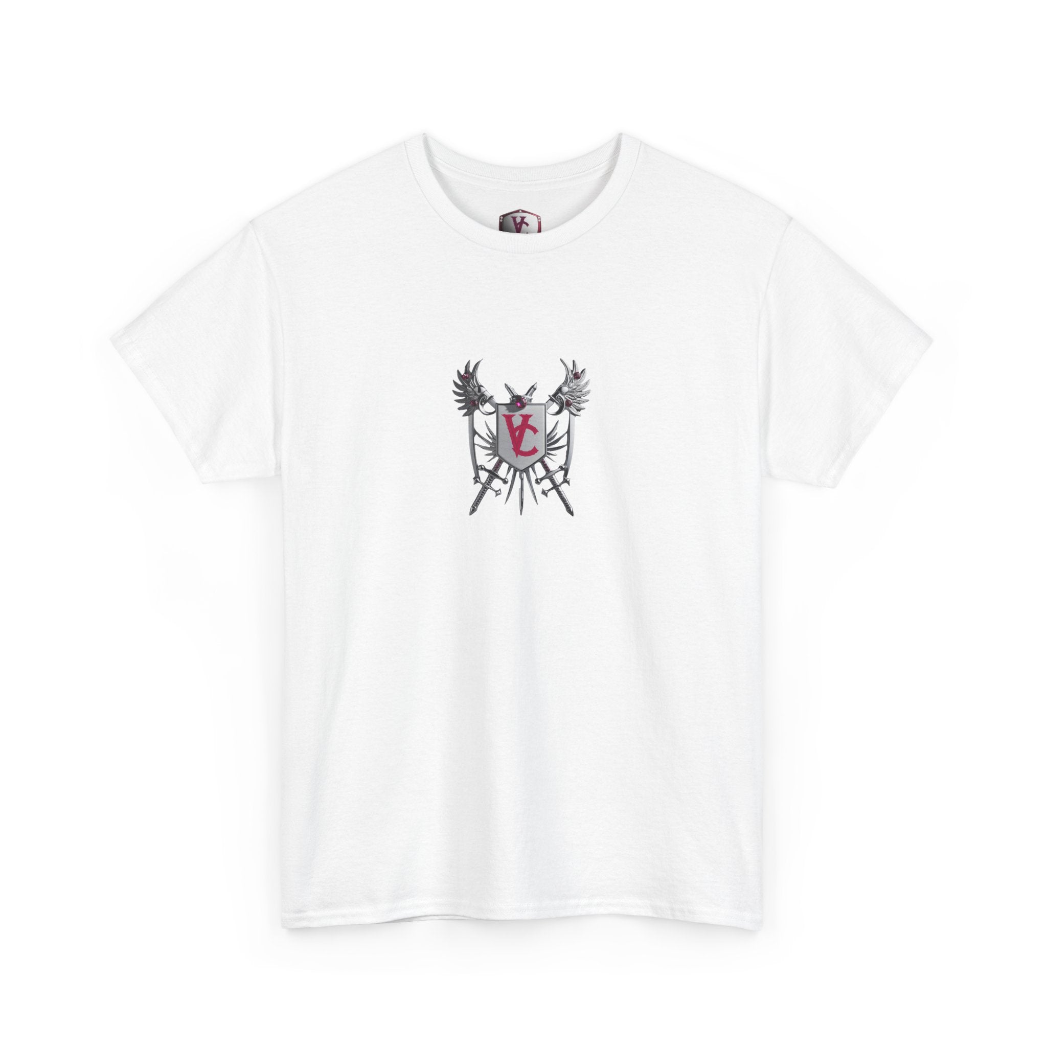 Unisex Heavy Cotton Tee with Shield Design - Bold Streetwear Style