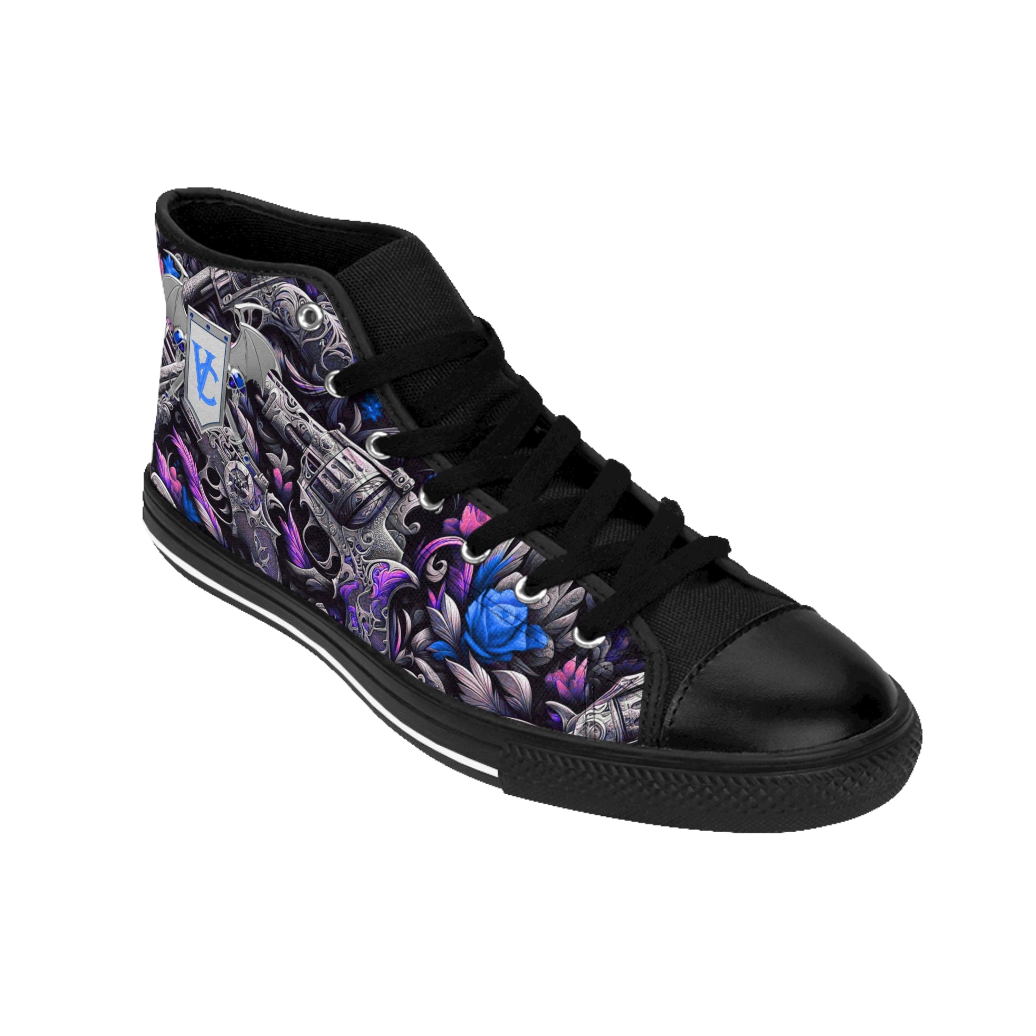Women's Classic Sneakers - Floral Skull Design for Bold Style