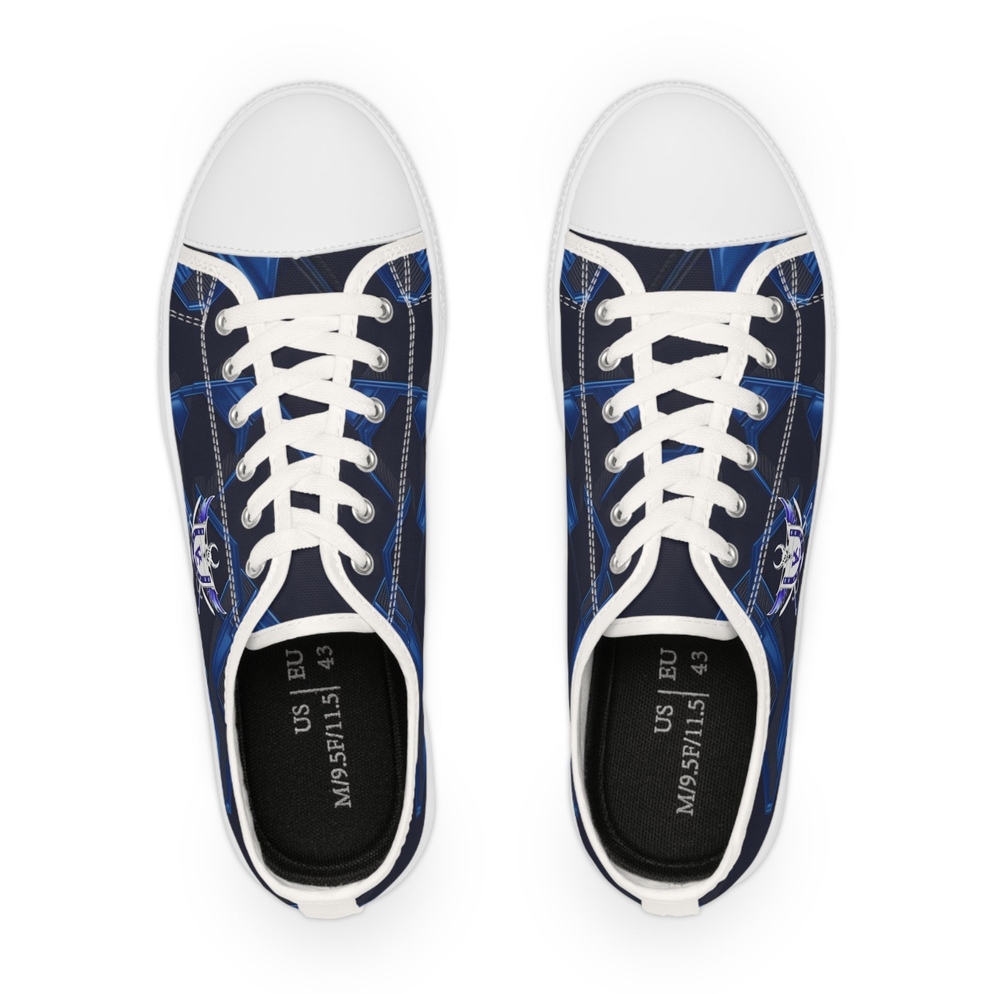 Stylish Men's Low Top Sneakers - Navy Blue with Skull Design