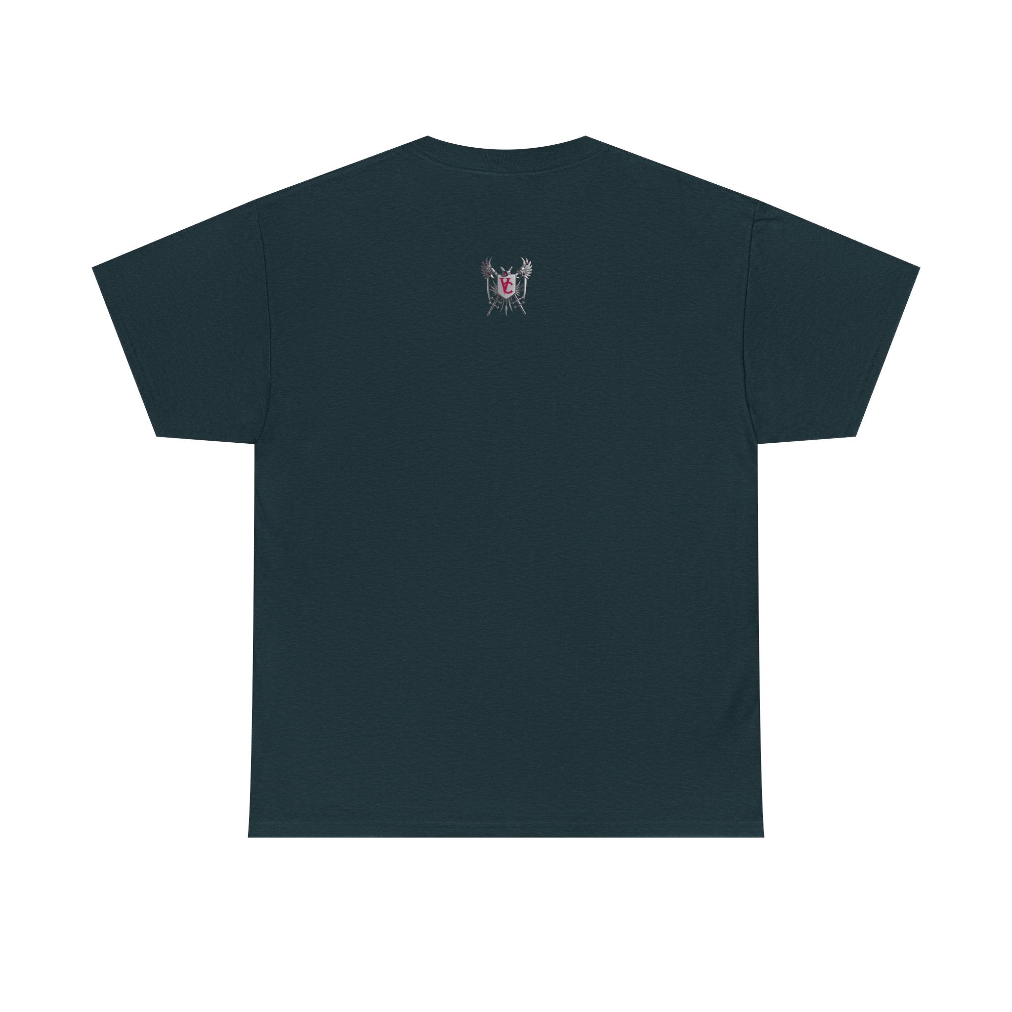 Unisex Heavy Cotton Tee with Shield Design - Bold Streetwear Style