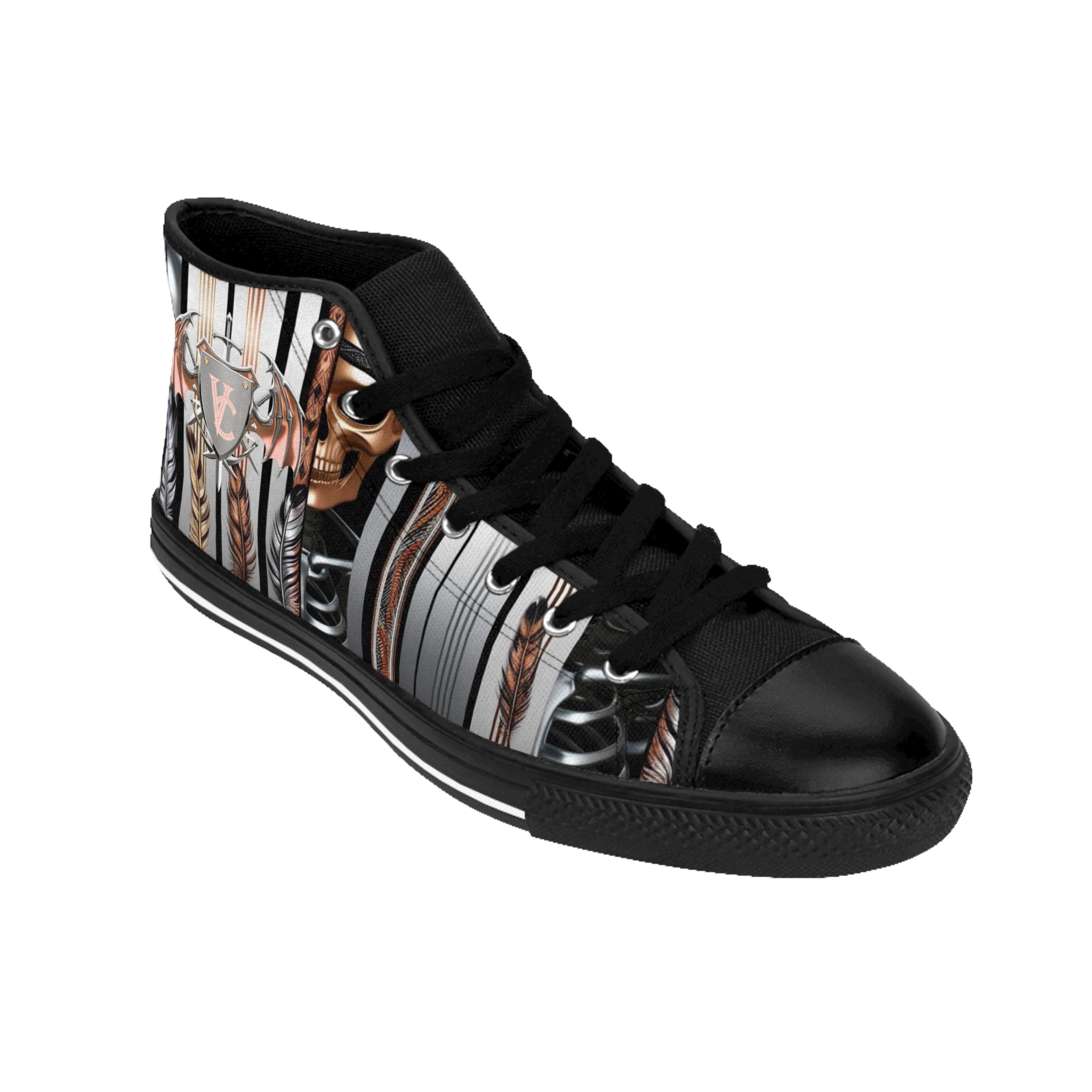 Men's Classic Sneakers with Tribal Design - Stylish High-Top Footwear for Everyday Adventures