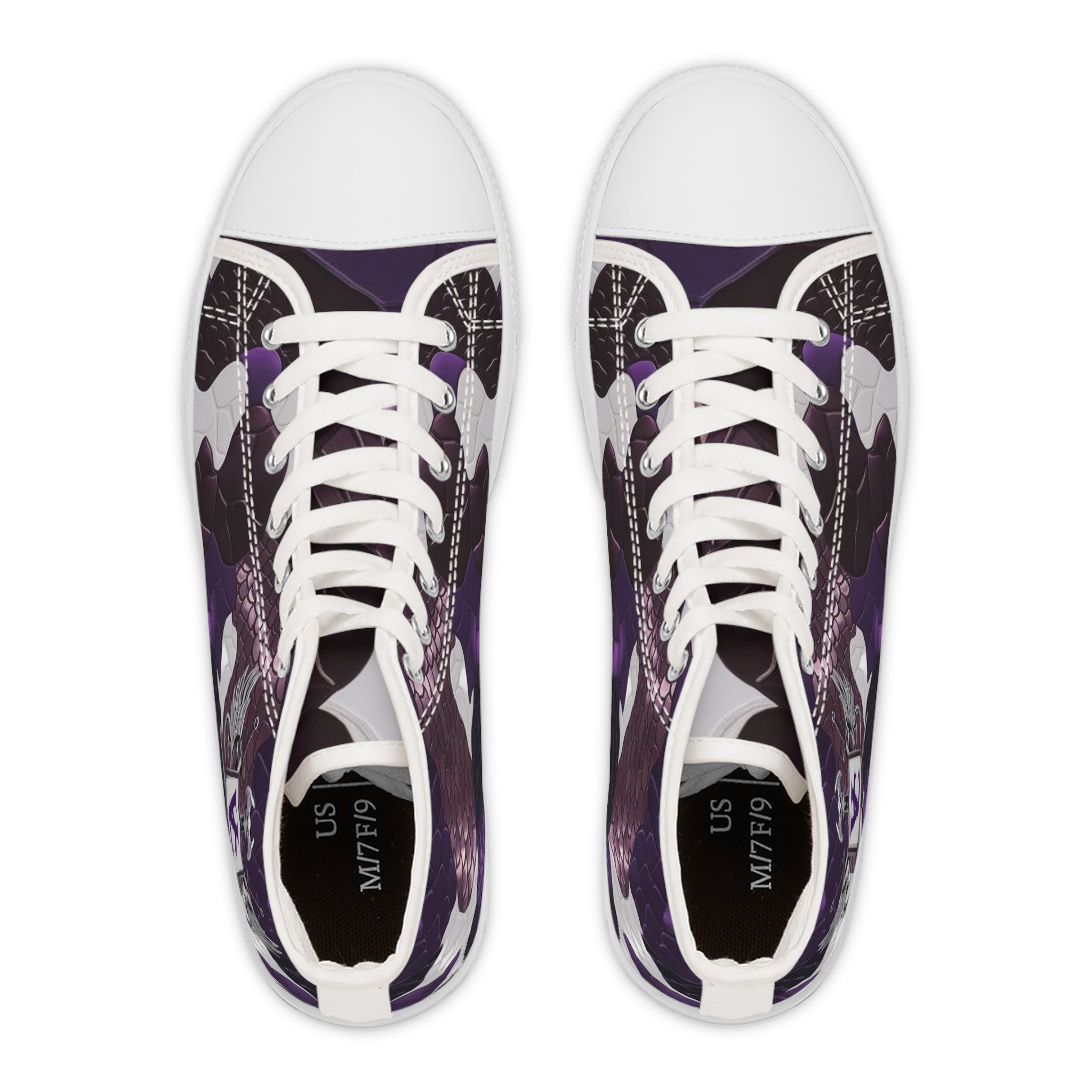 Women’s High Top Sneakers - Stylish Purple Dragon Design