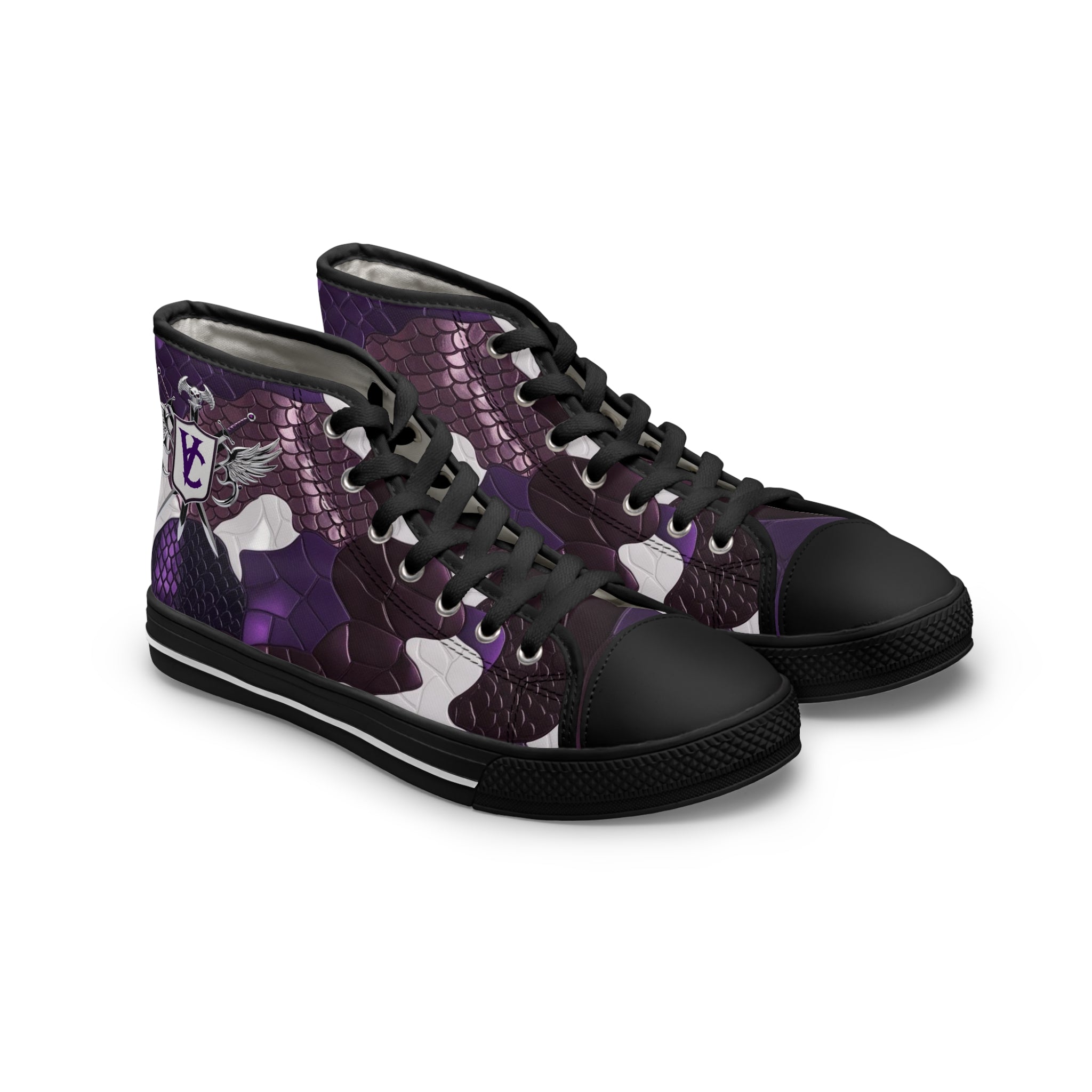 Women’s High Top Sneakers - Stylish Purple Dragon Design