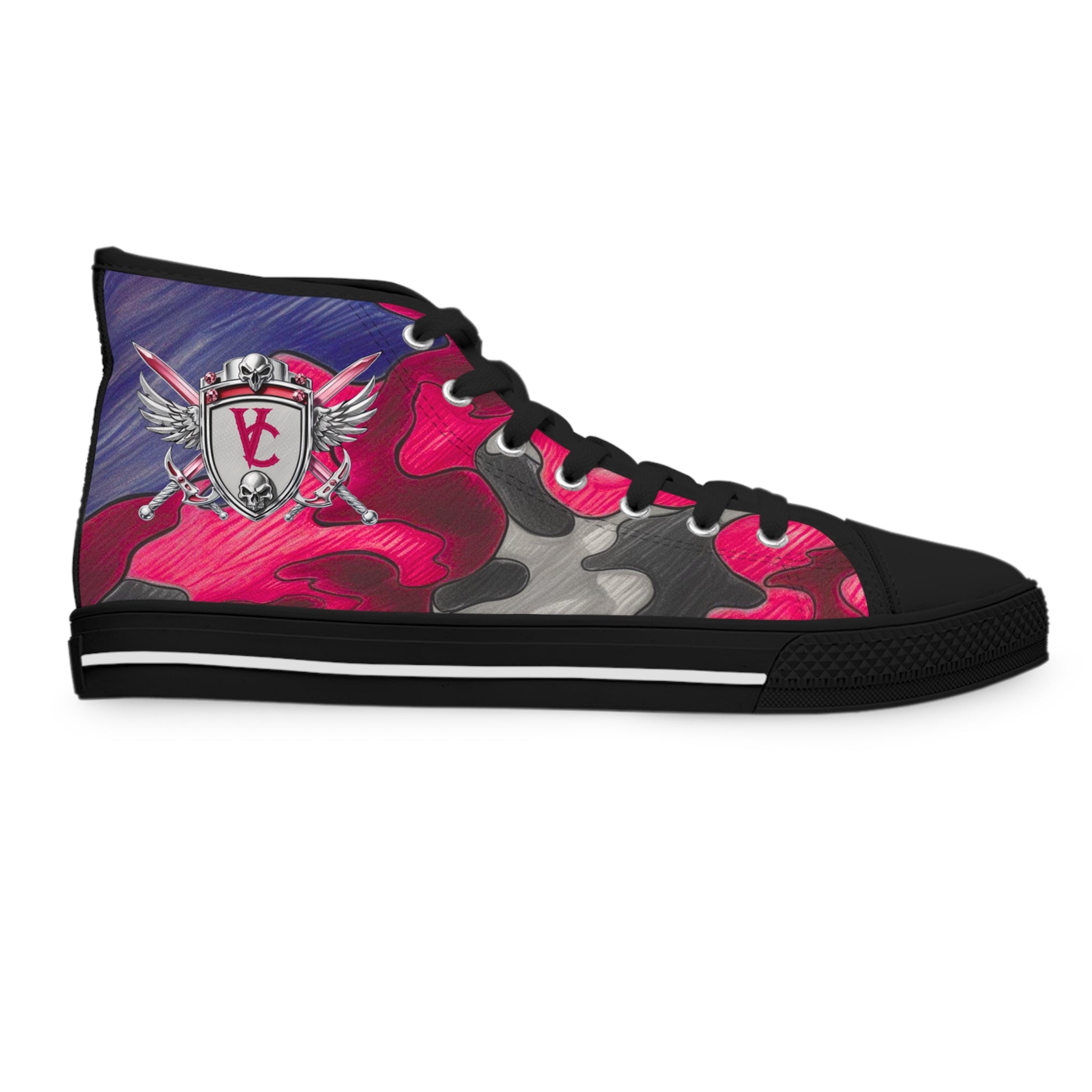 Trendy Women's High Top Sneakers - Colorful Camo Design
