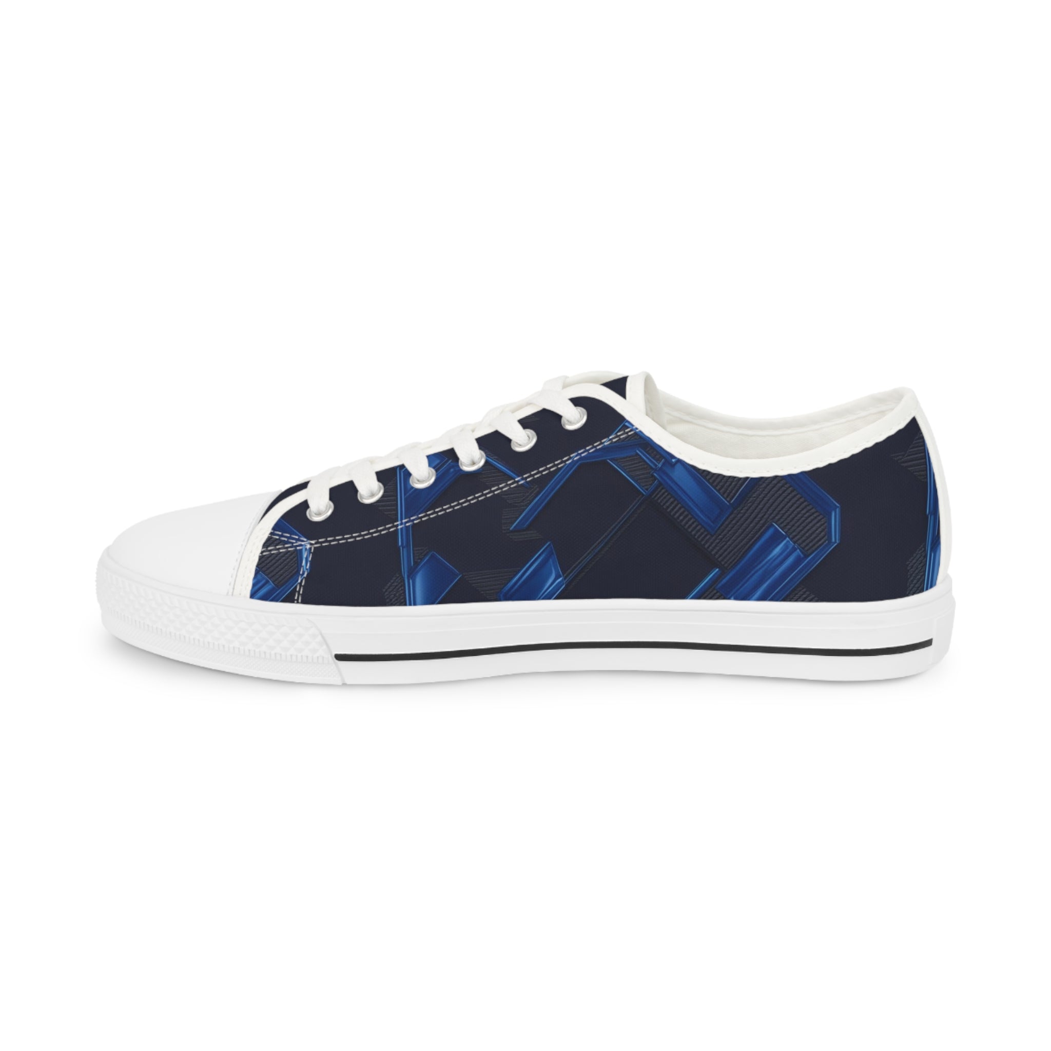 Stylish Men's Low Top Sneakers - Navy Blue with Skull Design