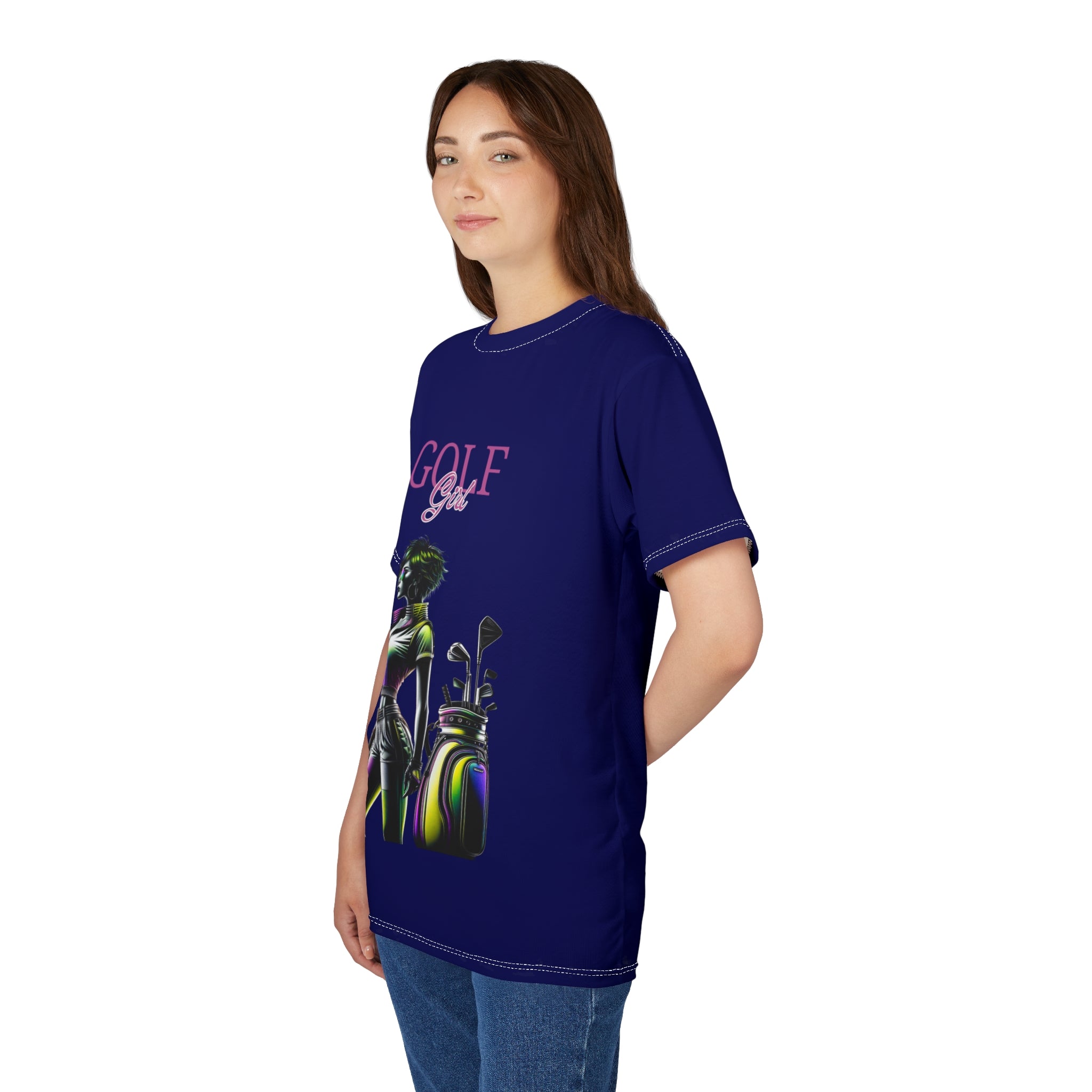 Golf Girl Unisex Cut & Sew Tee - Vibrant Graphic Design for Golf Enthusiasts