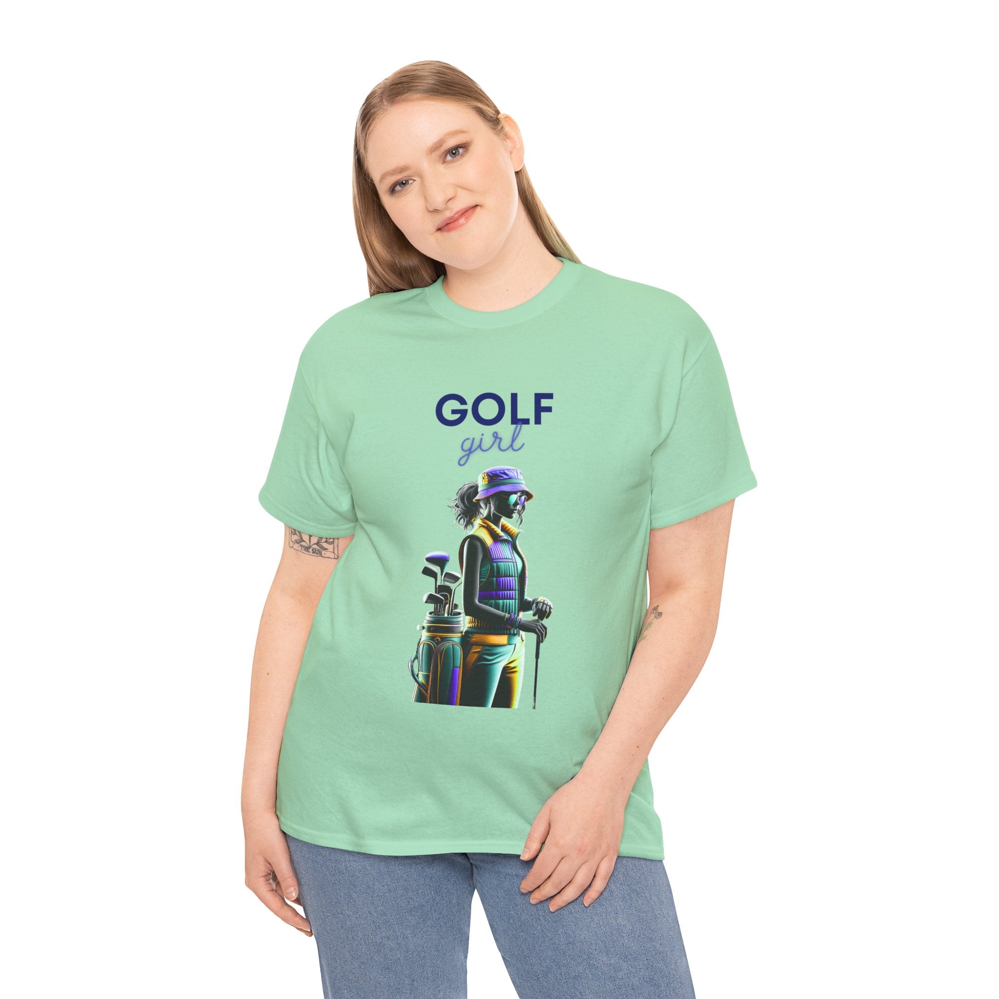 Golf Enthusiast Unisex Heavy Cotton Tee - Vibrant Golfer Design