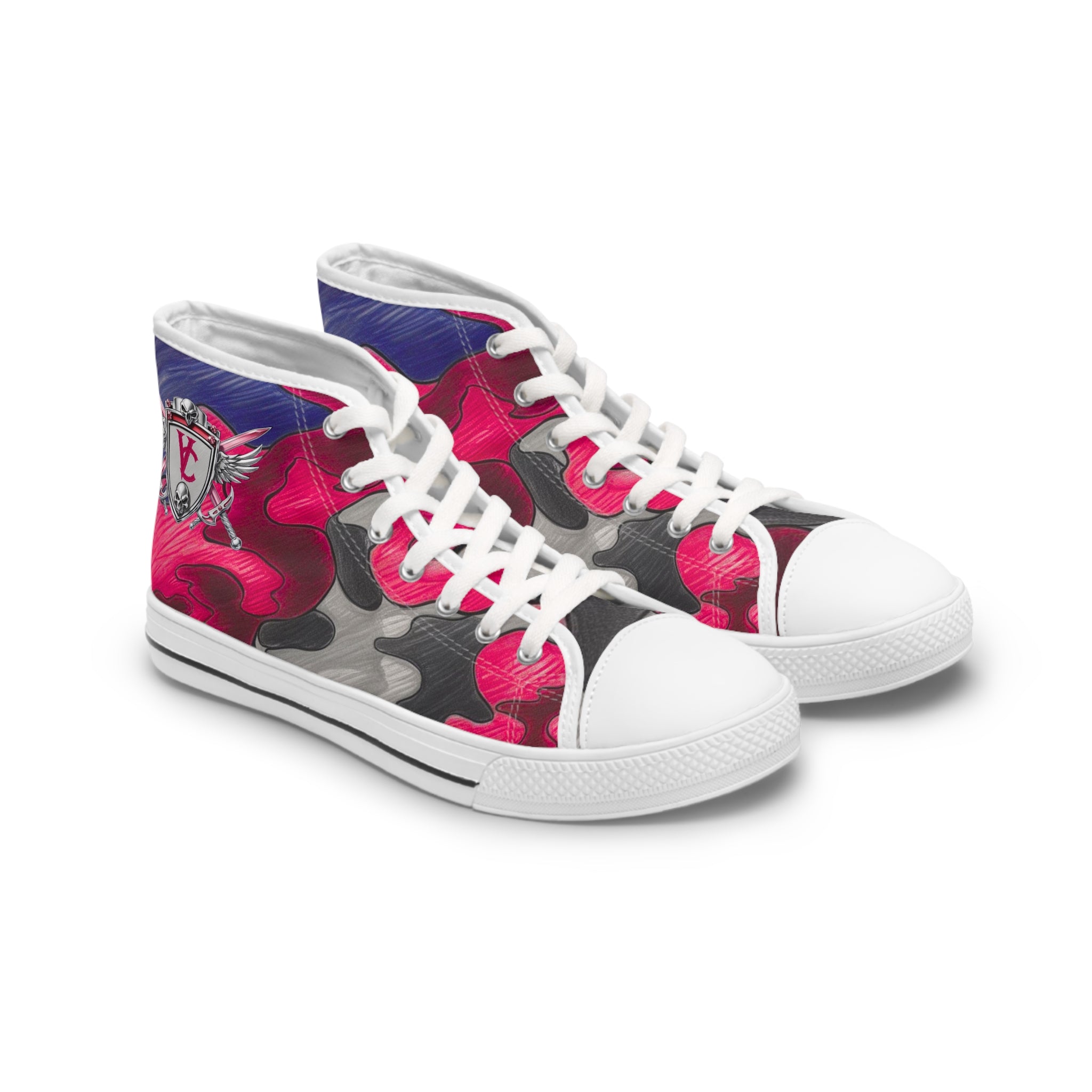 Trendy Women's High Top Sneakers - Colorful Camo Design