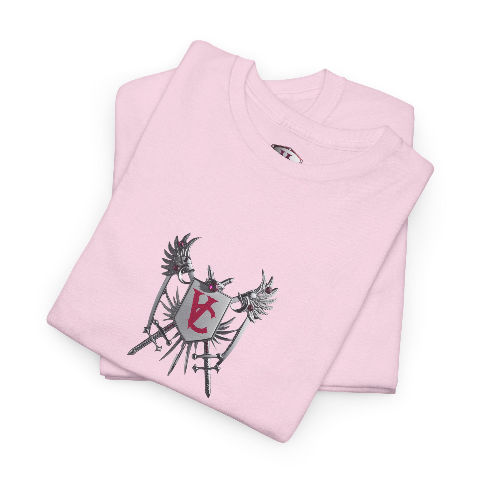 Unisex Heavy Cotton Tee with Shield Design - Bold Streetwear Style