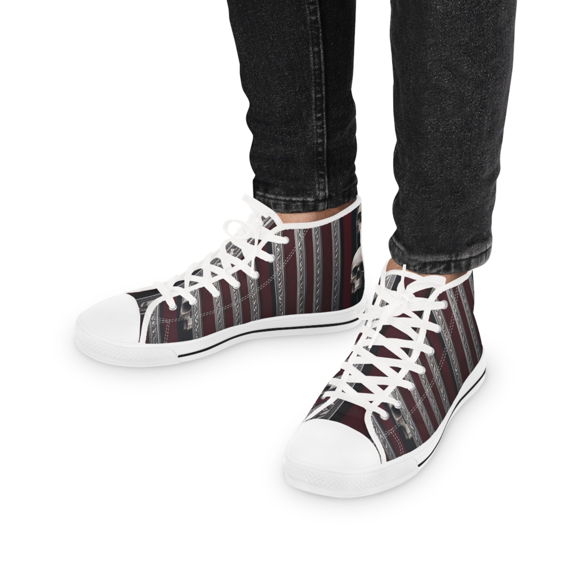 Men's High-Top Sneakers, Vivid Creations Designer Shoes Graphic Skull Design