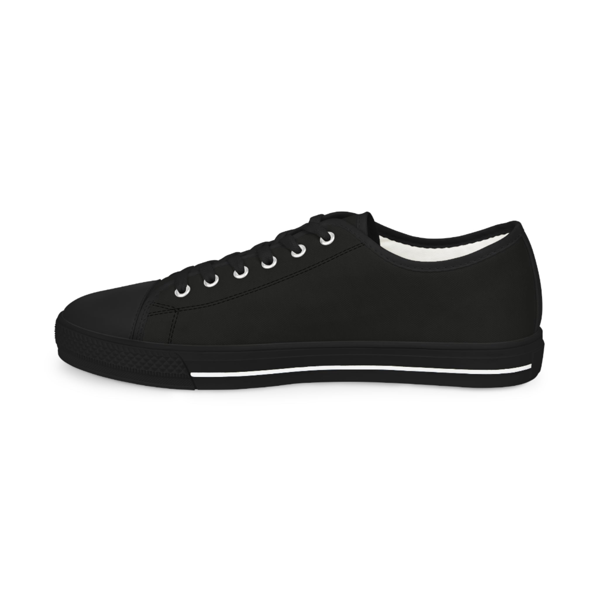 Men's Low Top Sneakers - Casual Black Sneakers with Unique Design