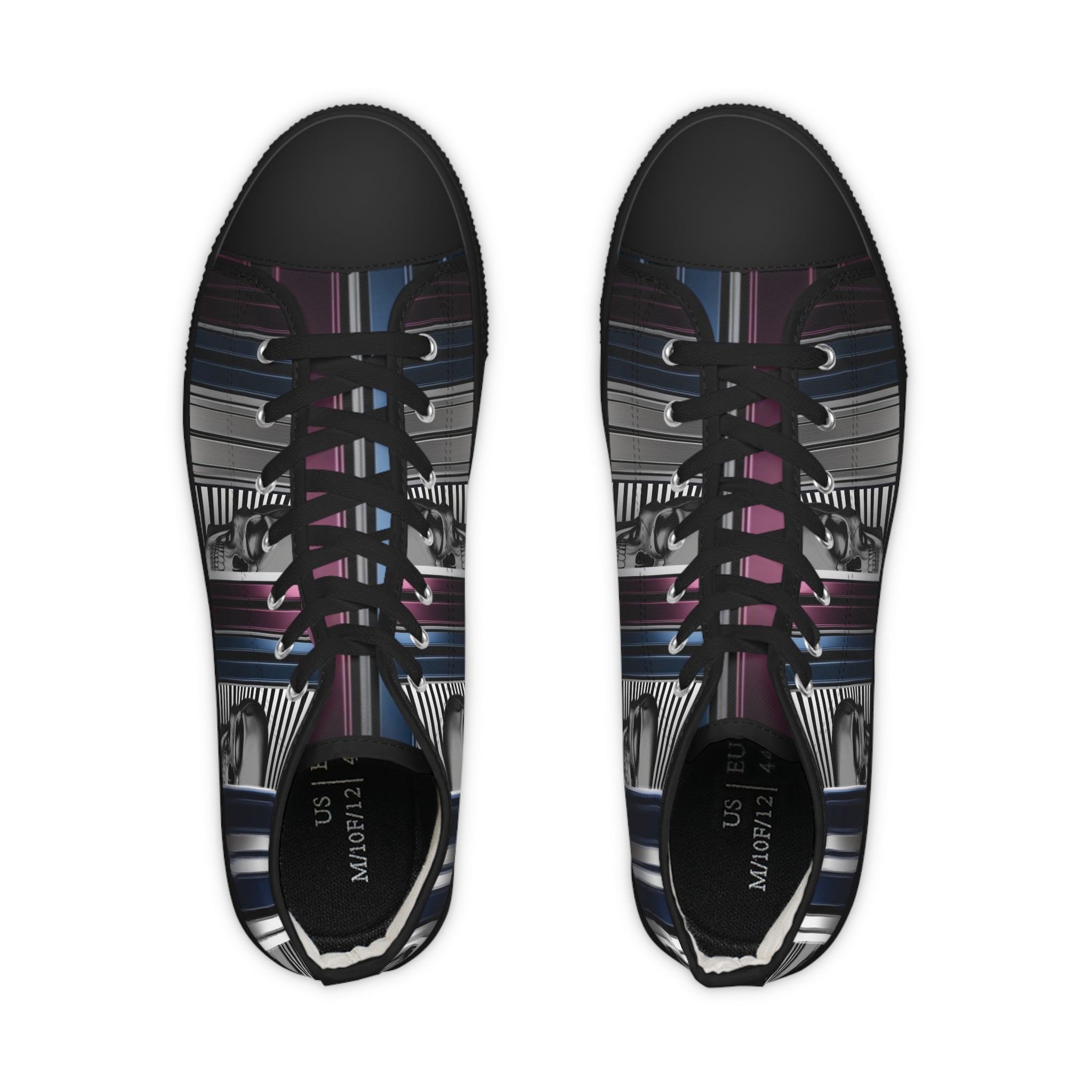 Men's High-Top Sneakers, Vivid Creations Designer Shoes Graphic Skull Design