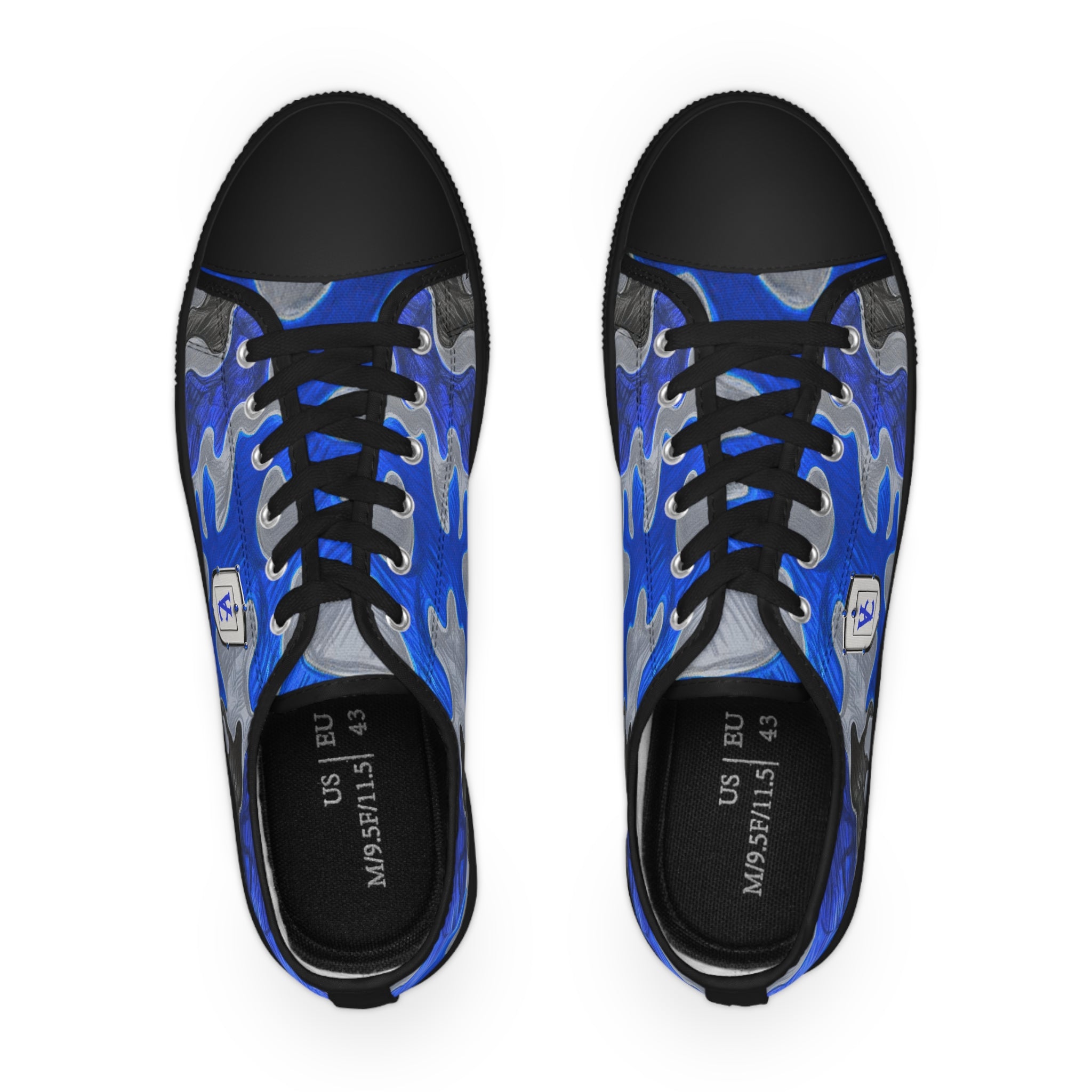 Stylish Men's Low Top Sneakers - Blue Camouflage Design