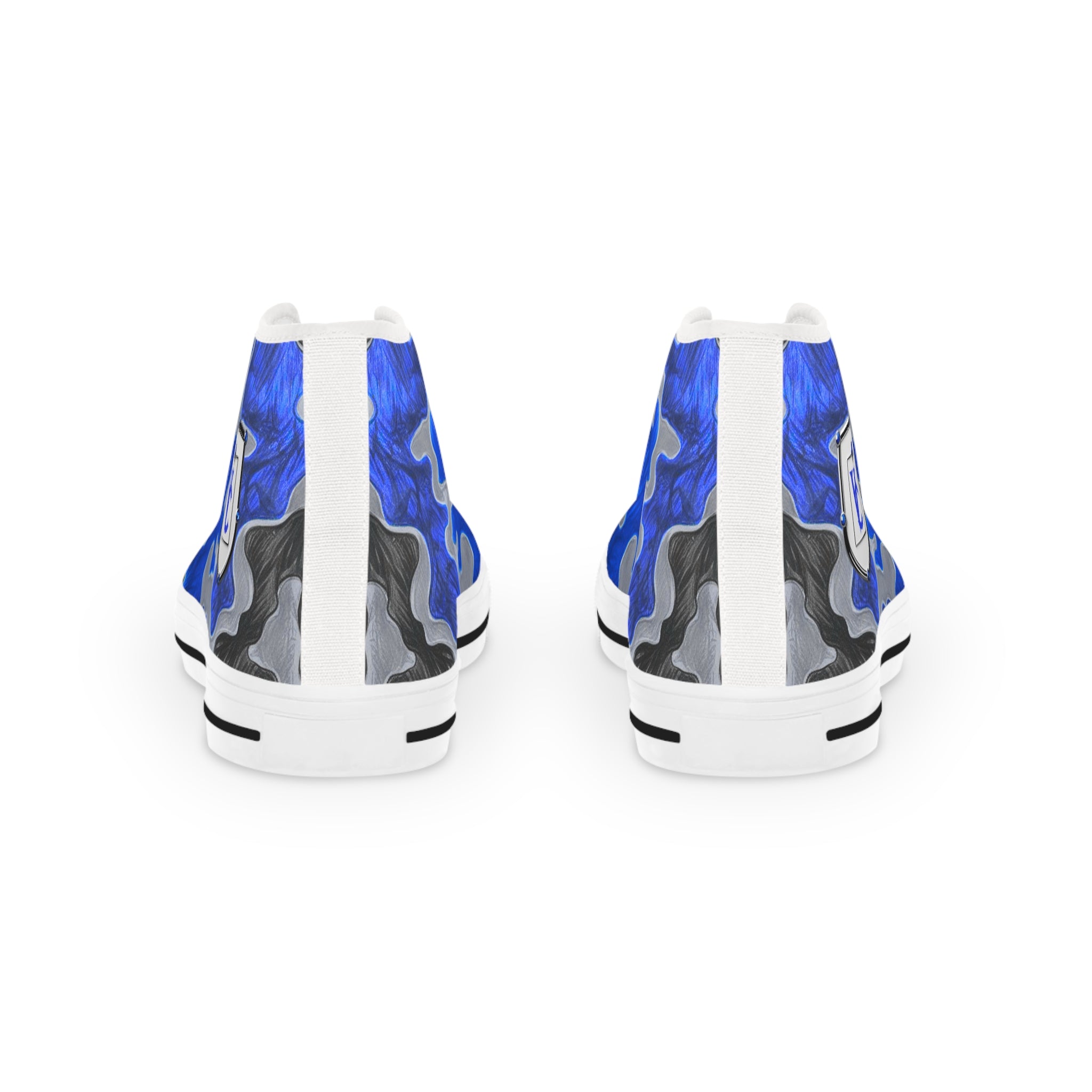 Men's High Top Sneakers - Bold Blue Camo Design for Stylish Comfort