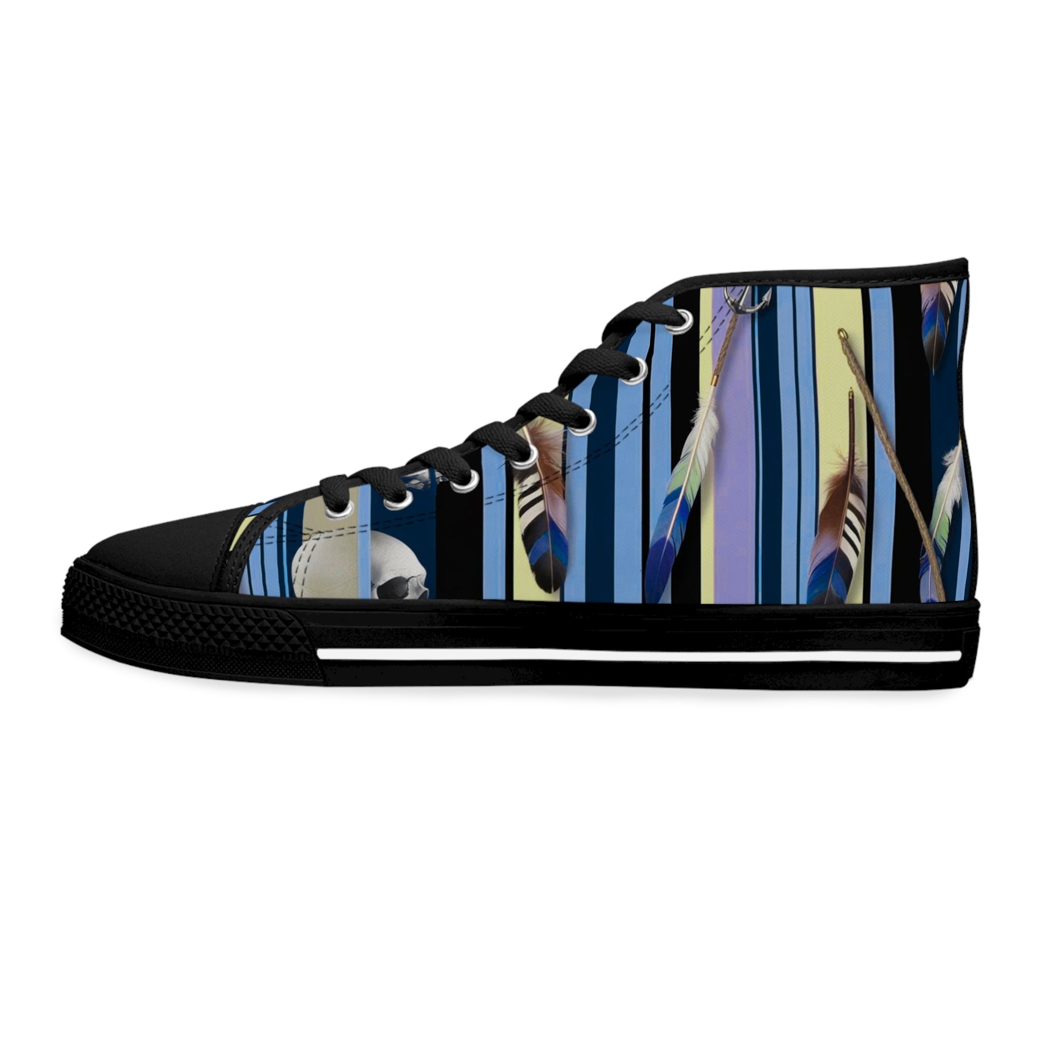 Stylish Women's High Top Sneakers with Artistic Stripes - Trendy Footwear for Fashion Lovers